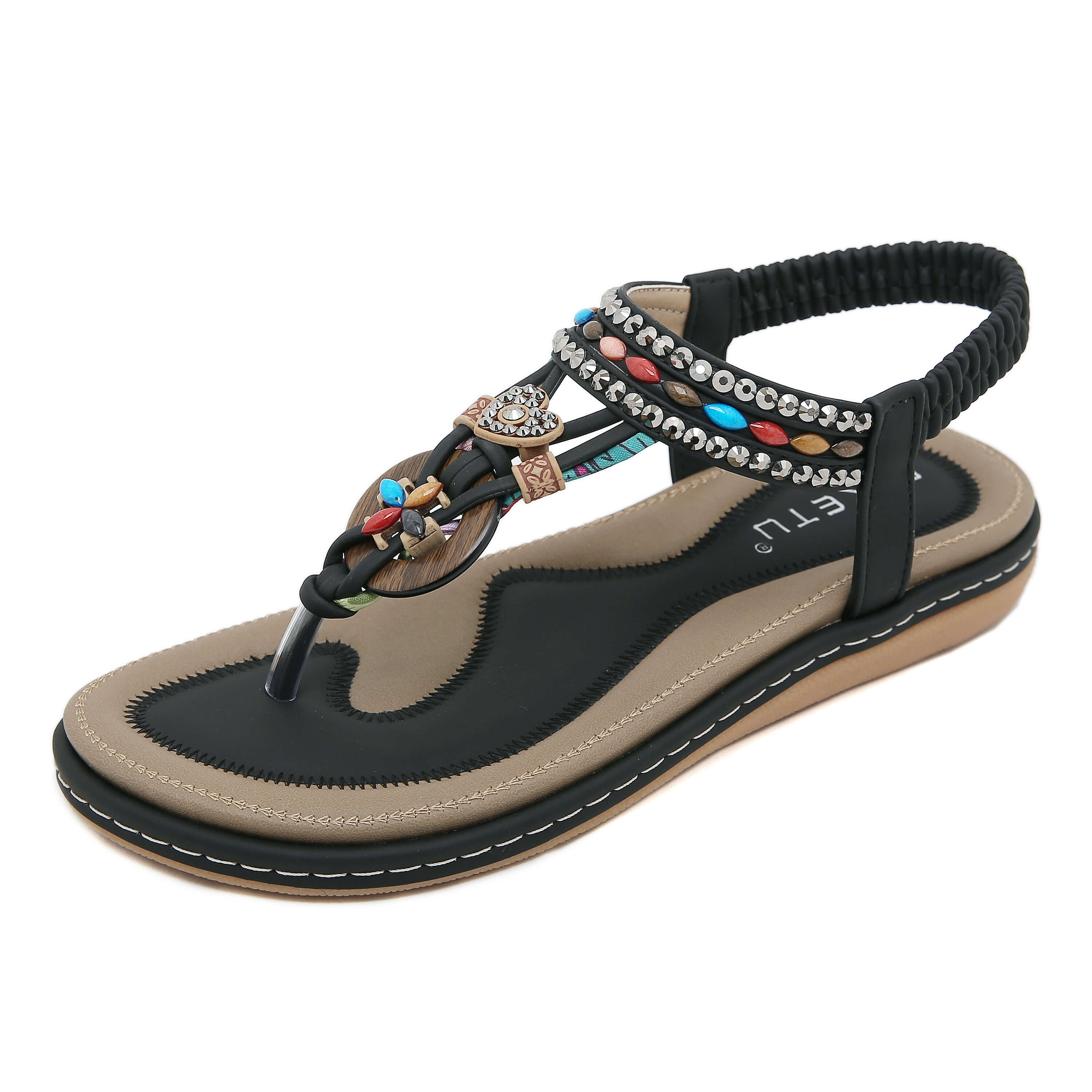 Siketu | Wander Beaded Thong Sandal - black - Image 3