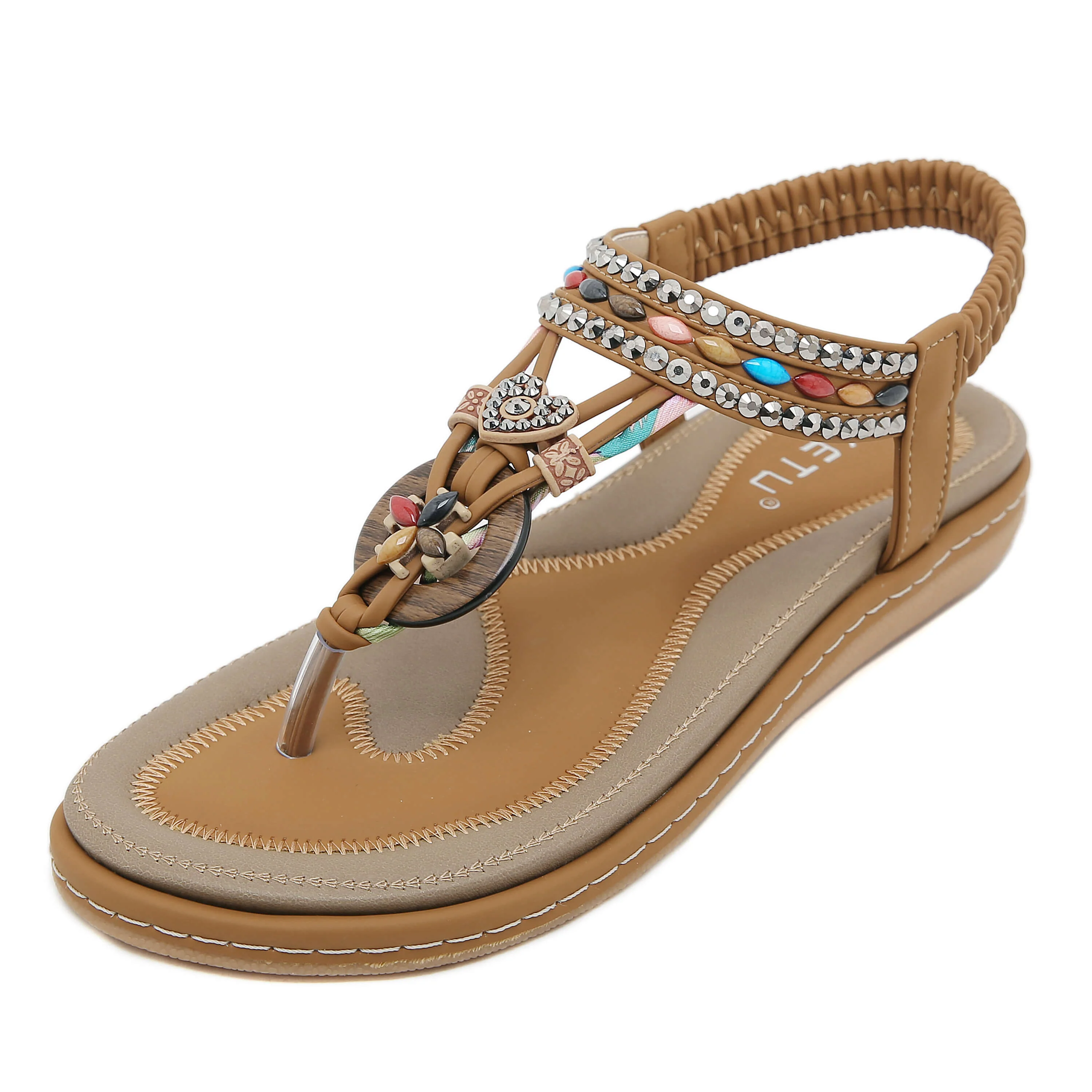 Siketu | Wander Beaded Thong Sandal - brown - Image 2