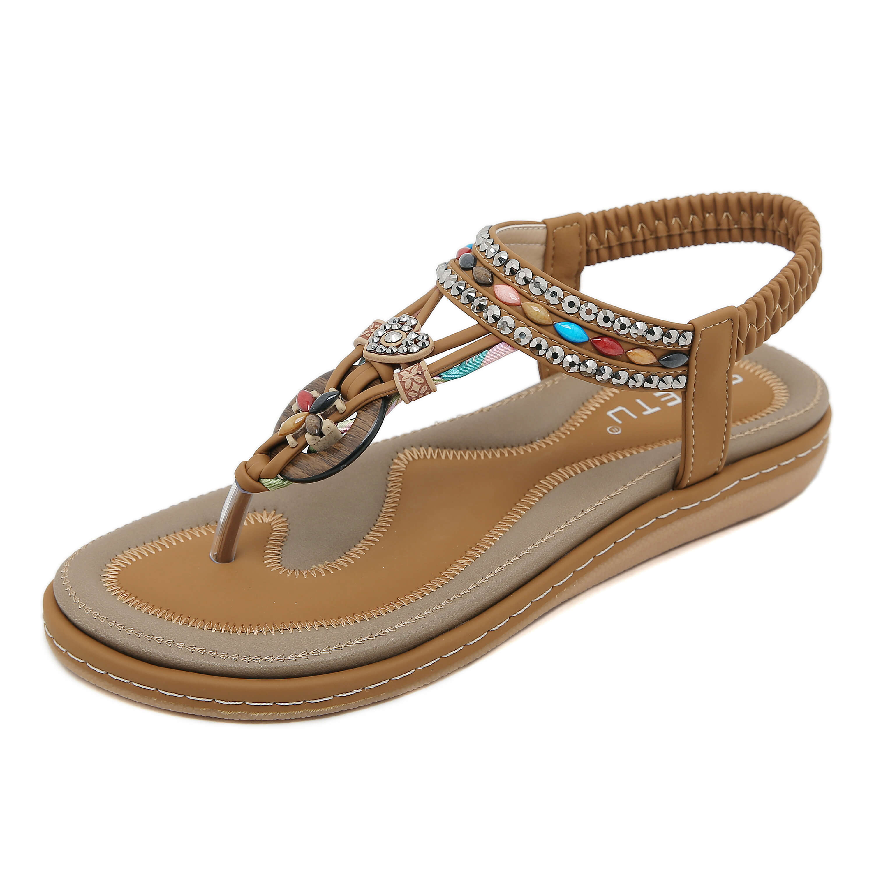 Siketu | Wander Beaded Thong Sandal - brown - Image 3