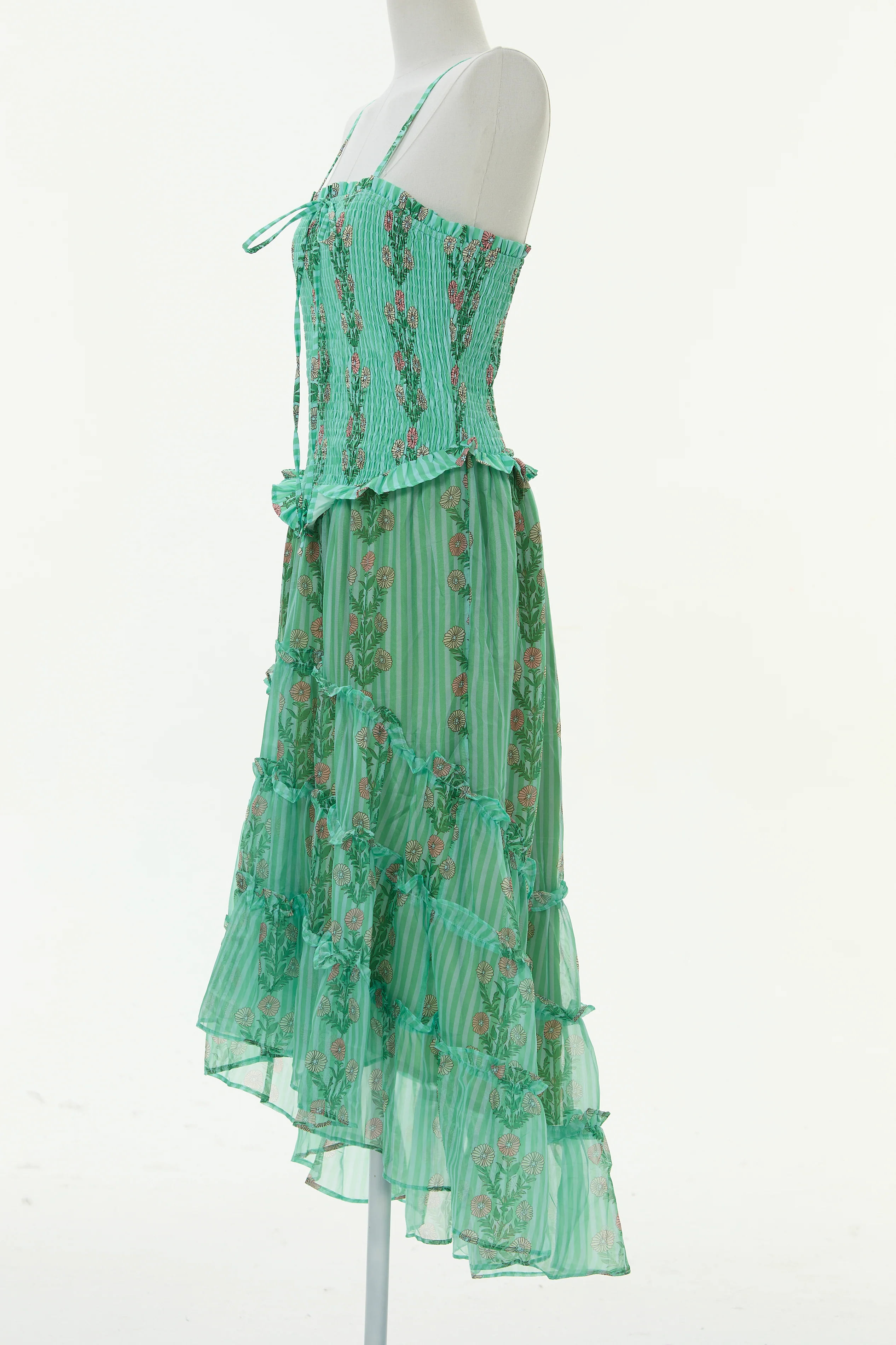 Simonah Floral Printed Tiered Midi Dress - green - Image 5
