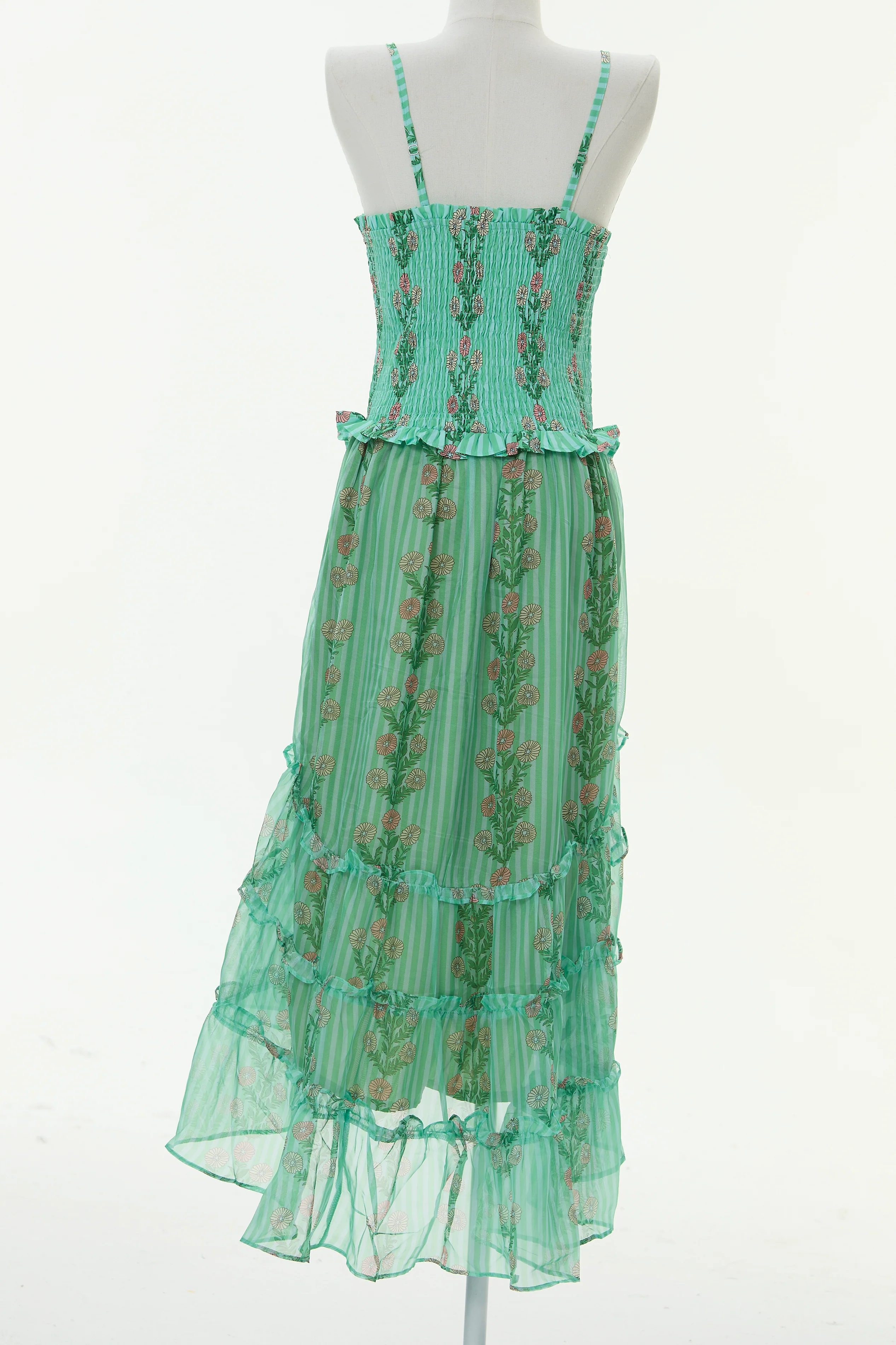 Simonah Floral Printed Tiered Midi Dress - green - Image 7
