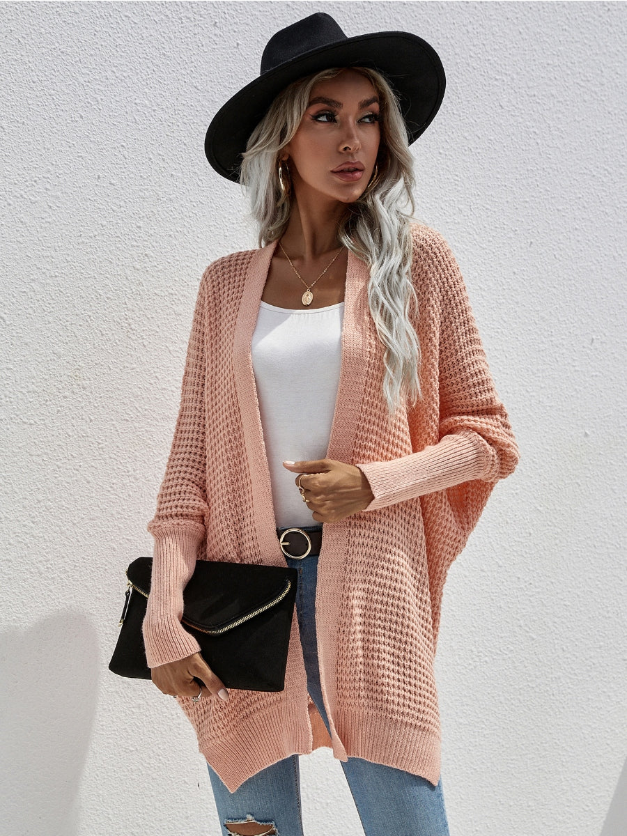 Smaibulun | Batwing-Sleeve Open Knit Cardigan - Peach - Image 5