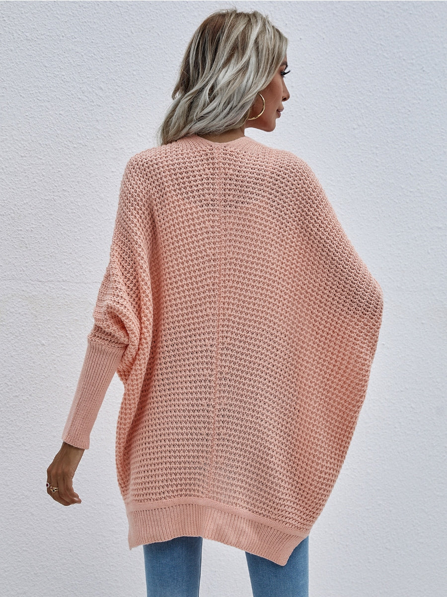 Smaibulun | Batwing-Sleeve Open Knit Cardigan - Peach - Image 6