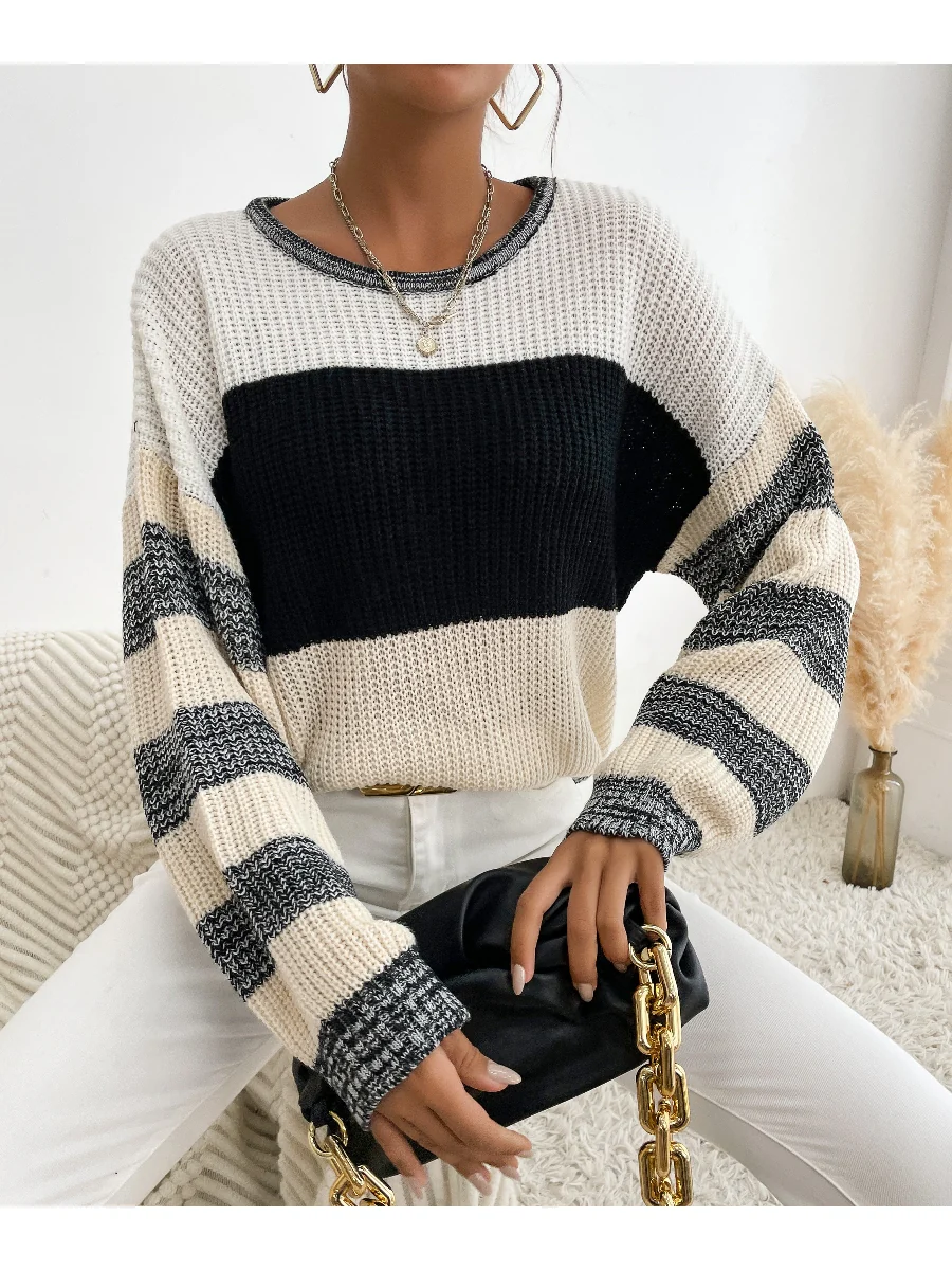 Smaibulun | Black Grey Stripe Block Sweater - Image 2