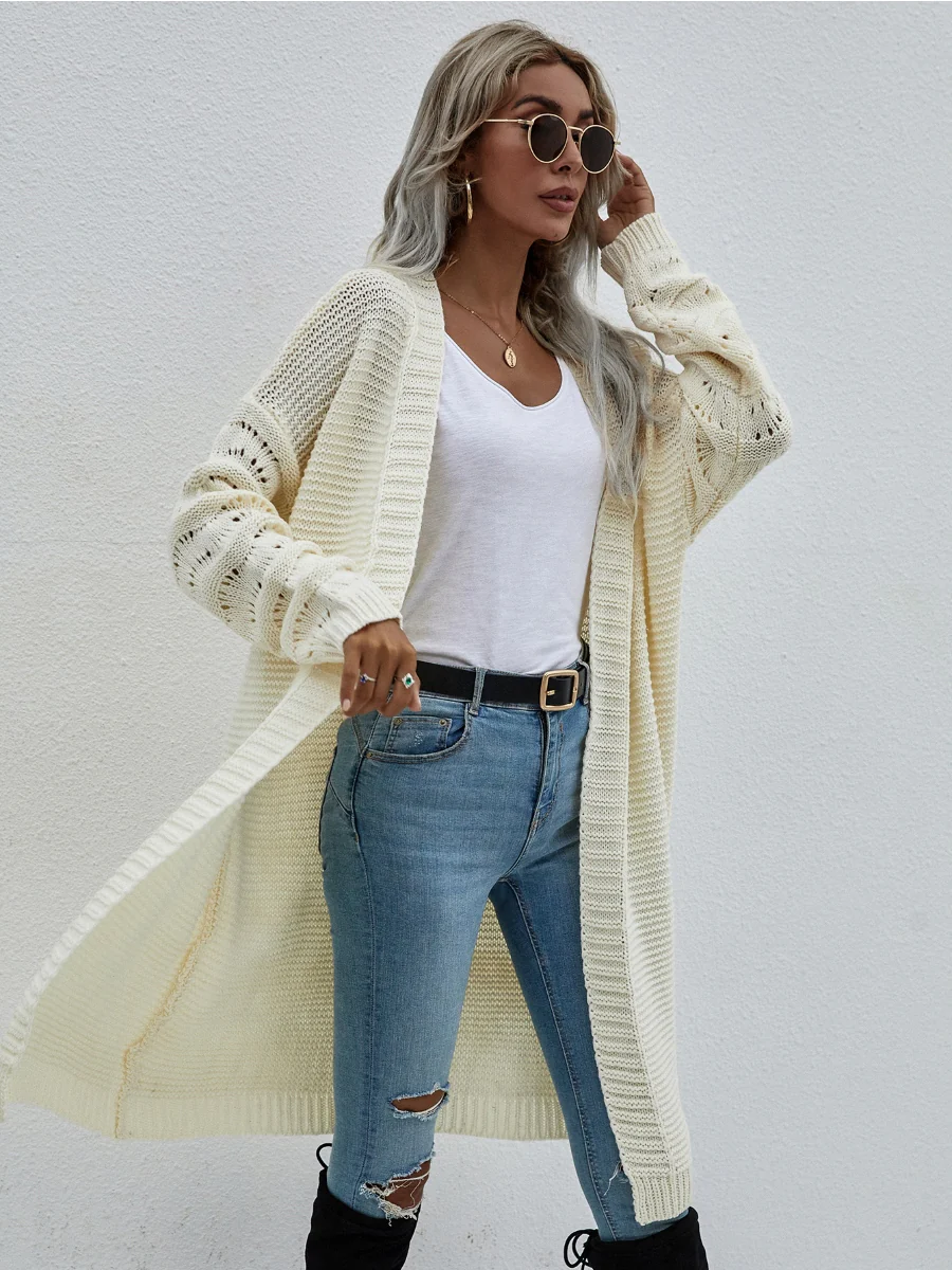 Smaibulun | Braid Open Knit Long Cardigan - Cream - Image 4