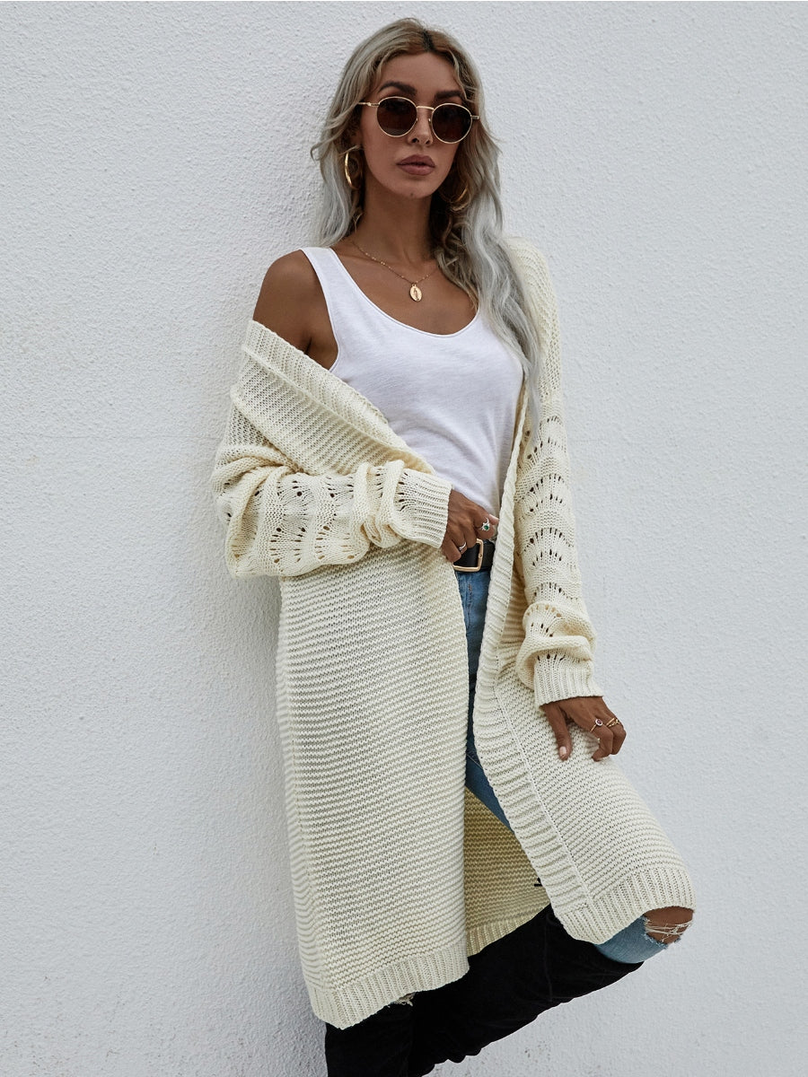 Smaibulun | Braid Open Knit Long Cardigan - Cream - Image 5