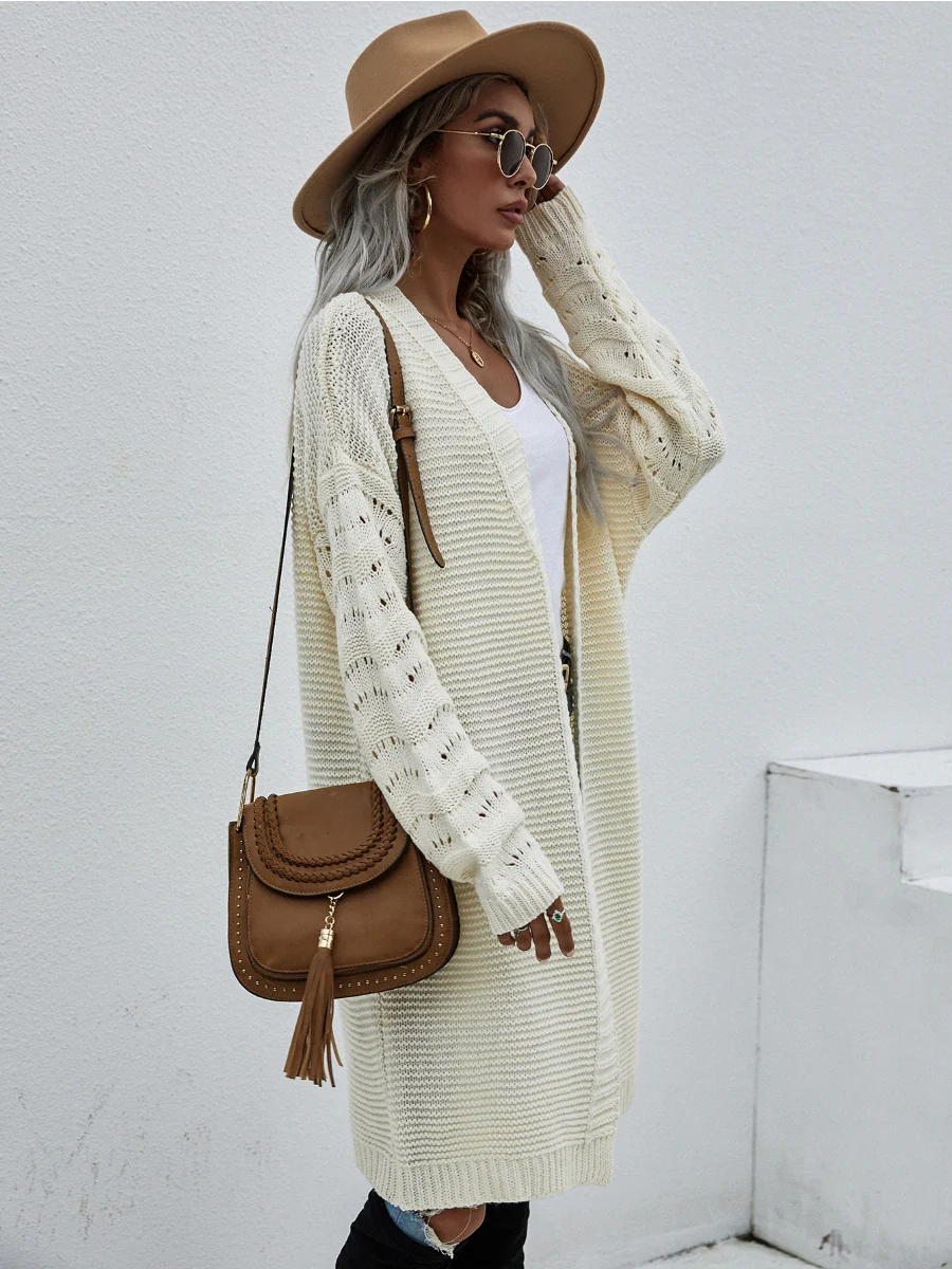 Smaibulun | Braid Open Knit Long Cardigan - Cream - Image 7