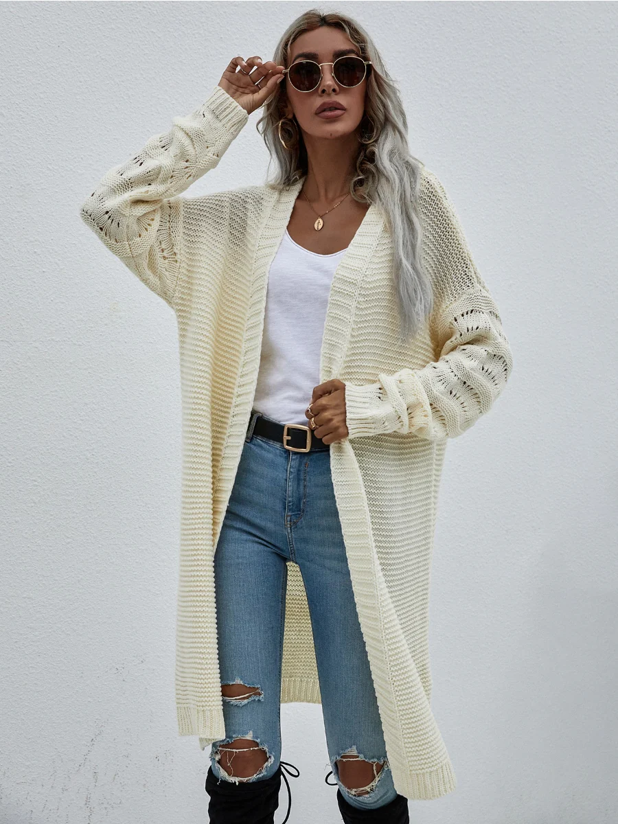 Smaibulun | Braid Open Knit Long Cardigan - Cream - Image 8