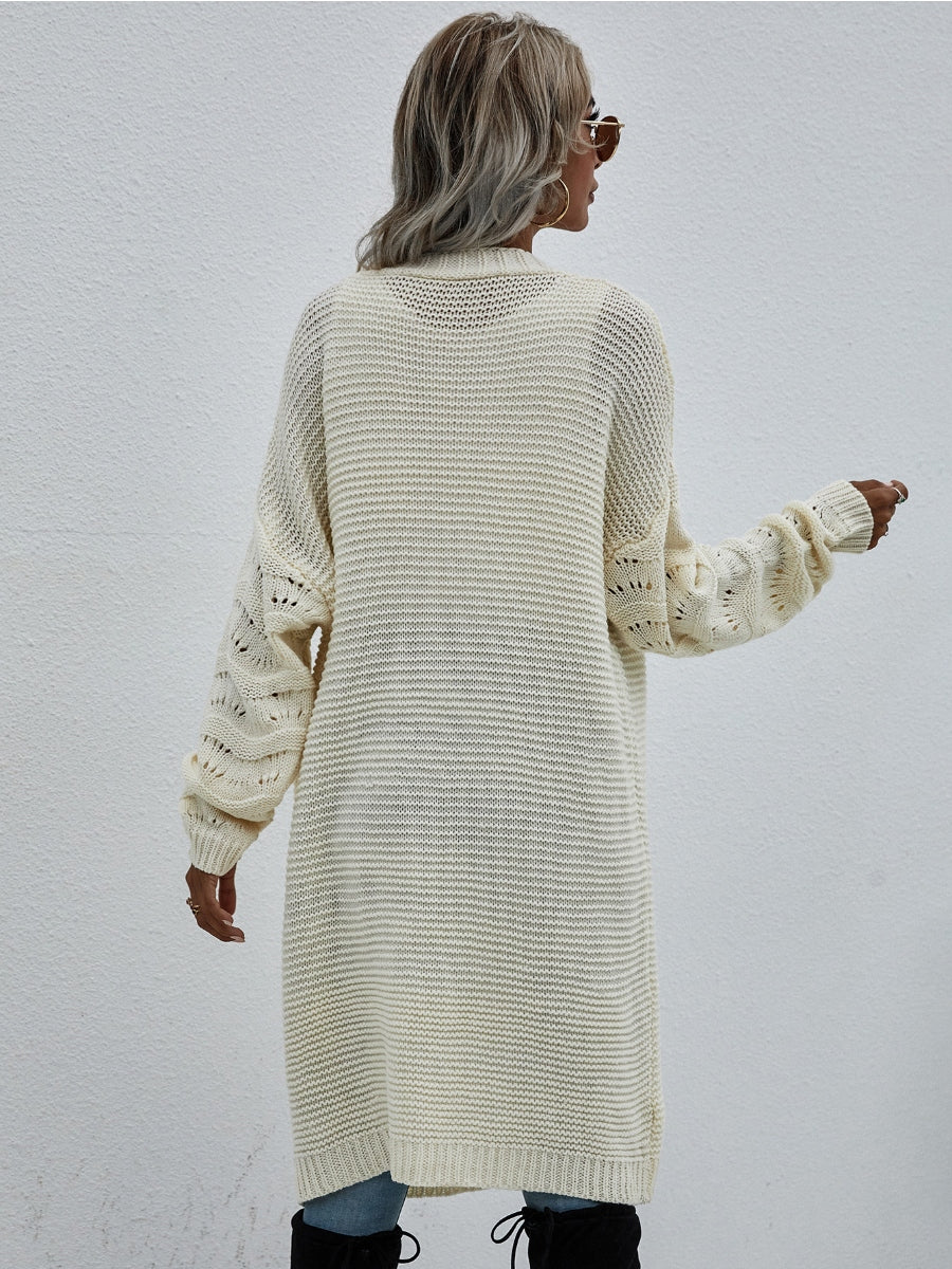 Smaibulun | Braid Open Knit Long Cardigan - Cream - Image 9