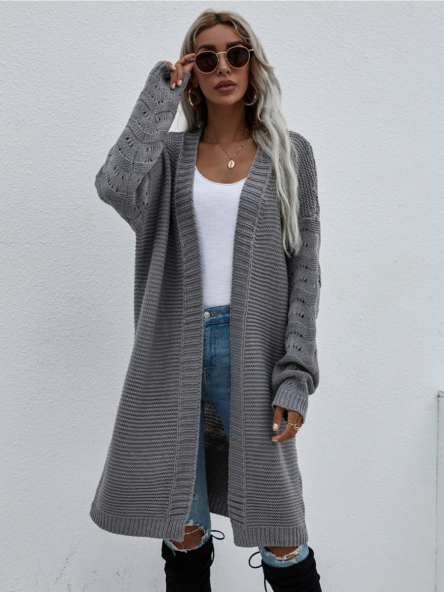 Smaibulun | Braid Open Knit Long Cardigan - Grey - Image 5