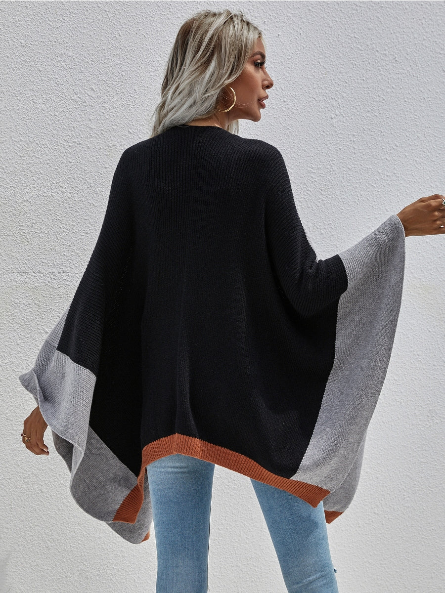 Smaibulun | Color Block Knit Ruana - Black - Image 6