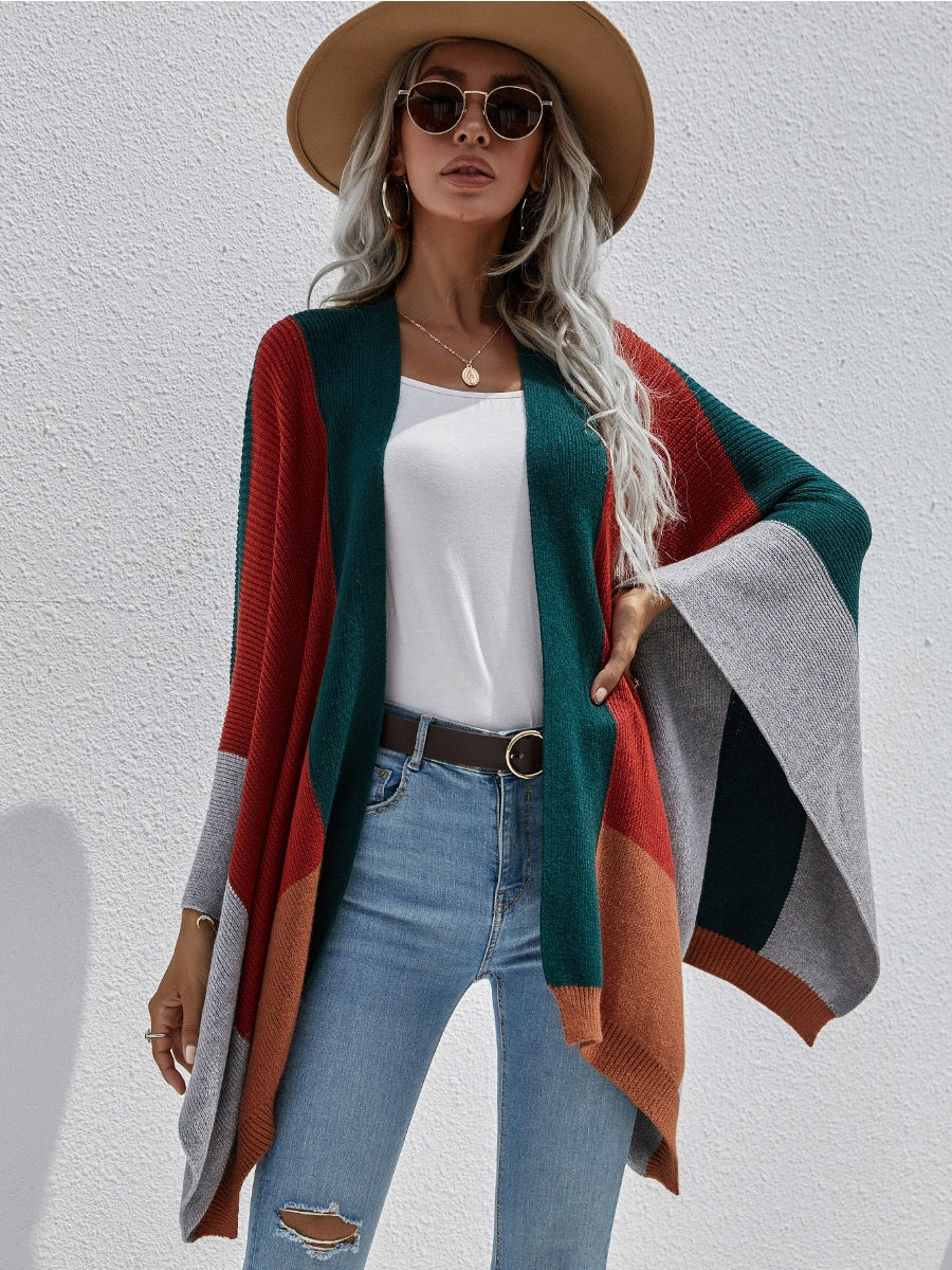Smaibulun | Color Block Knit Ruana - Duck Green - Image 3