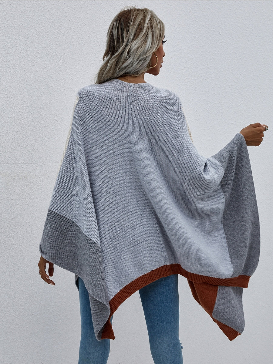 Smaibulun | Color Block Knit Ruana - Smoke - Image 6