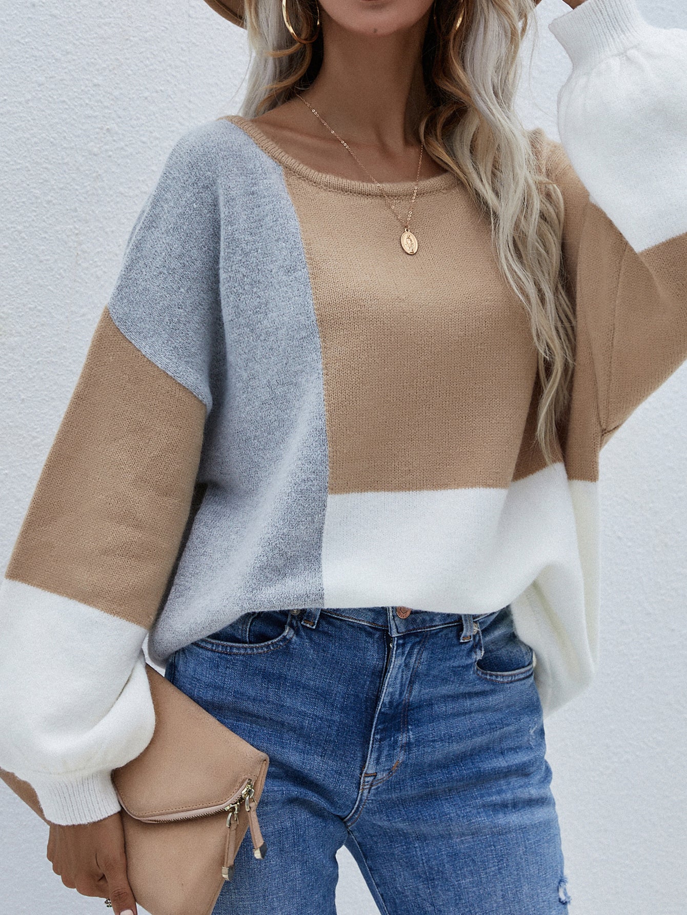 Smaibulun | Color Block Pattern Knit Sweater - Image 2