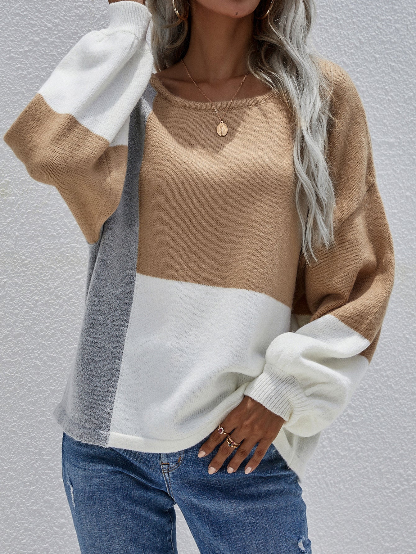 Smaibulun | Color Block Pattern Knit Sweater - Image 3