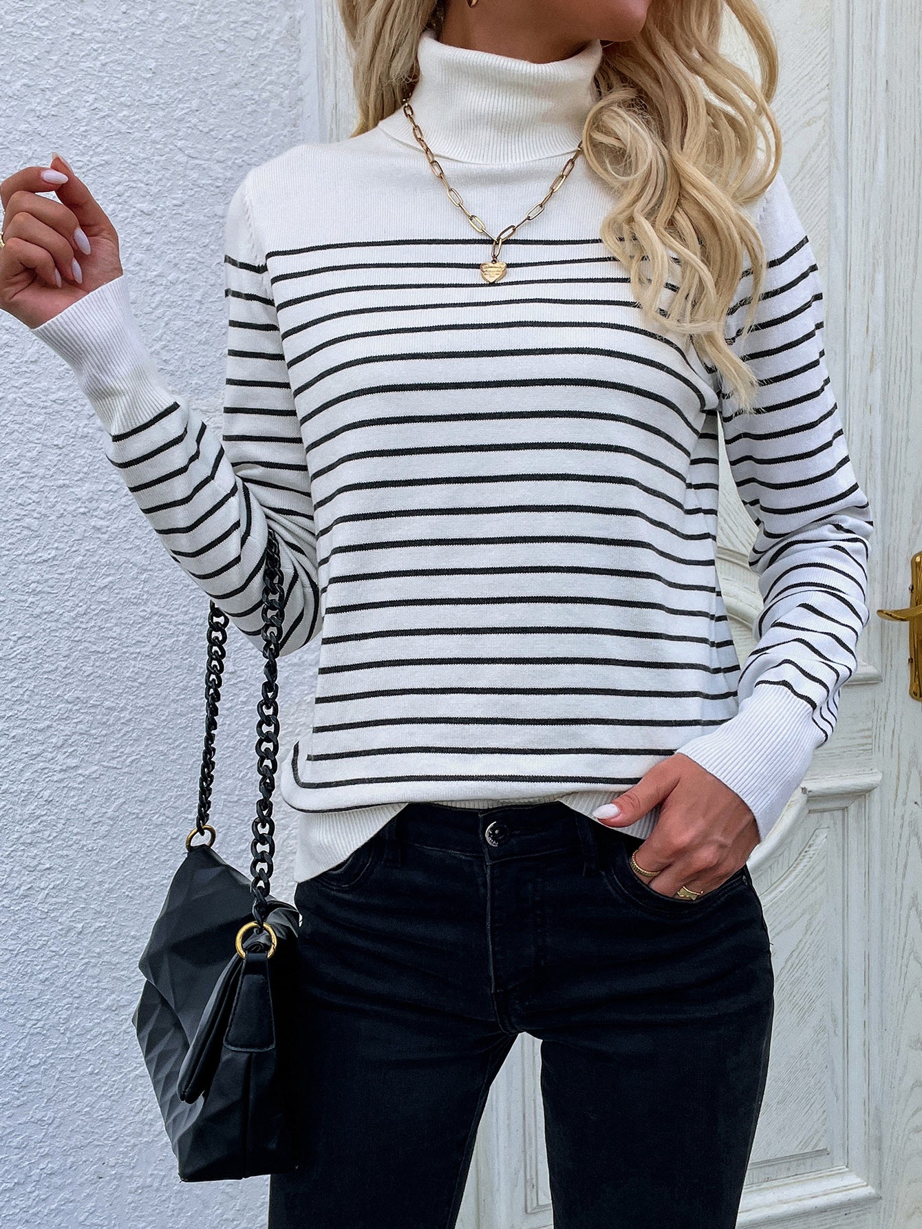Smaibulun | Cream Stripe Turtleneck Knit Top - Image 6