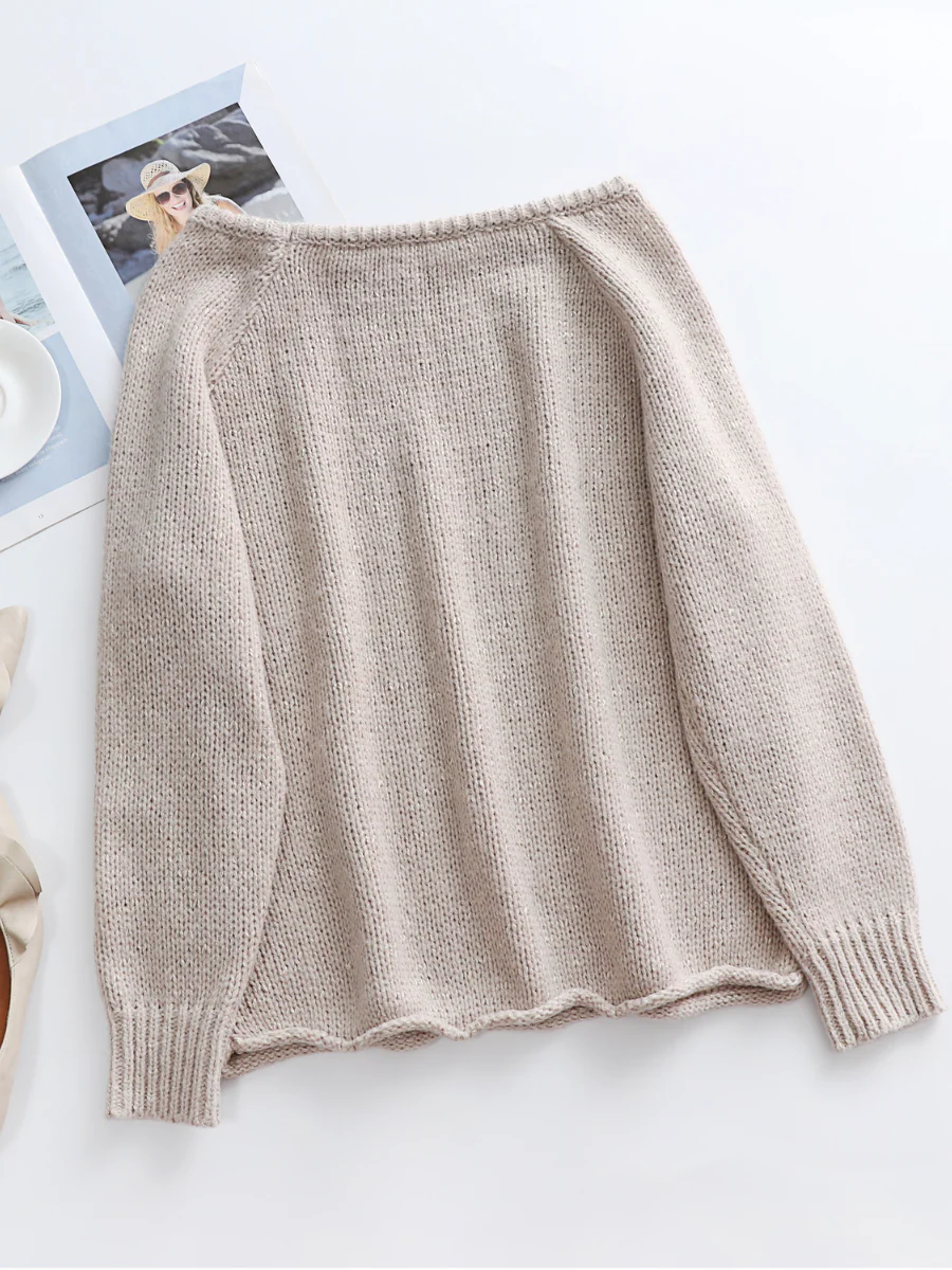 Smaibulun Doll | CHESTERFIELD Apricot Oversized Collar Knit Sweater - Image 5