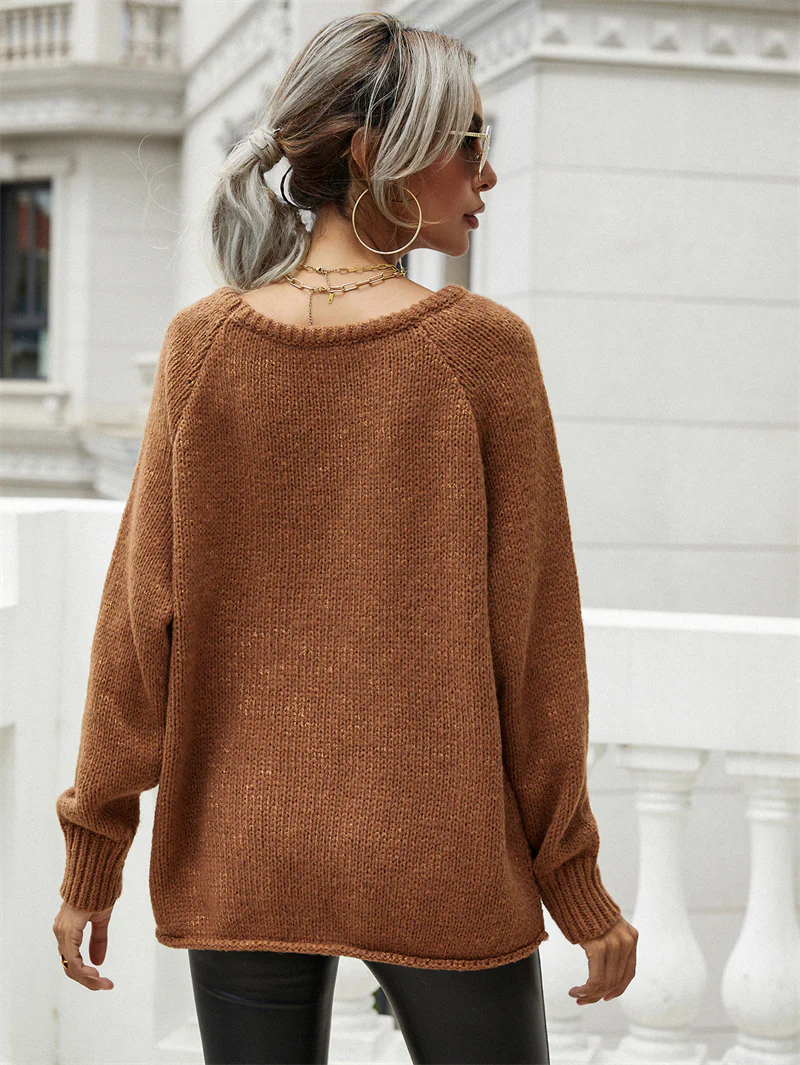 Smaibulun Doll | CHESTERFIELD Brown Oversized Collar Knit Sweater - Image 8