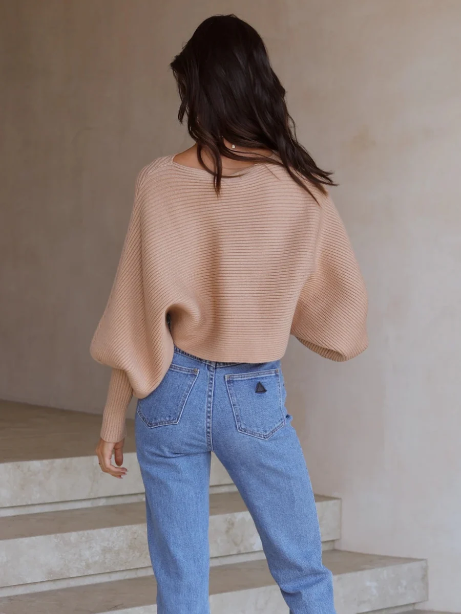 Smaibulun Doll | GISELE Lantern Sleeve Tighten Cuff Knit Top - Mocca - Image 5
