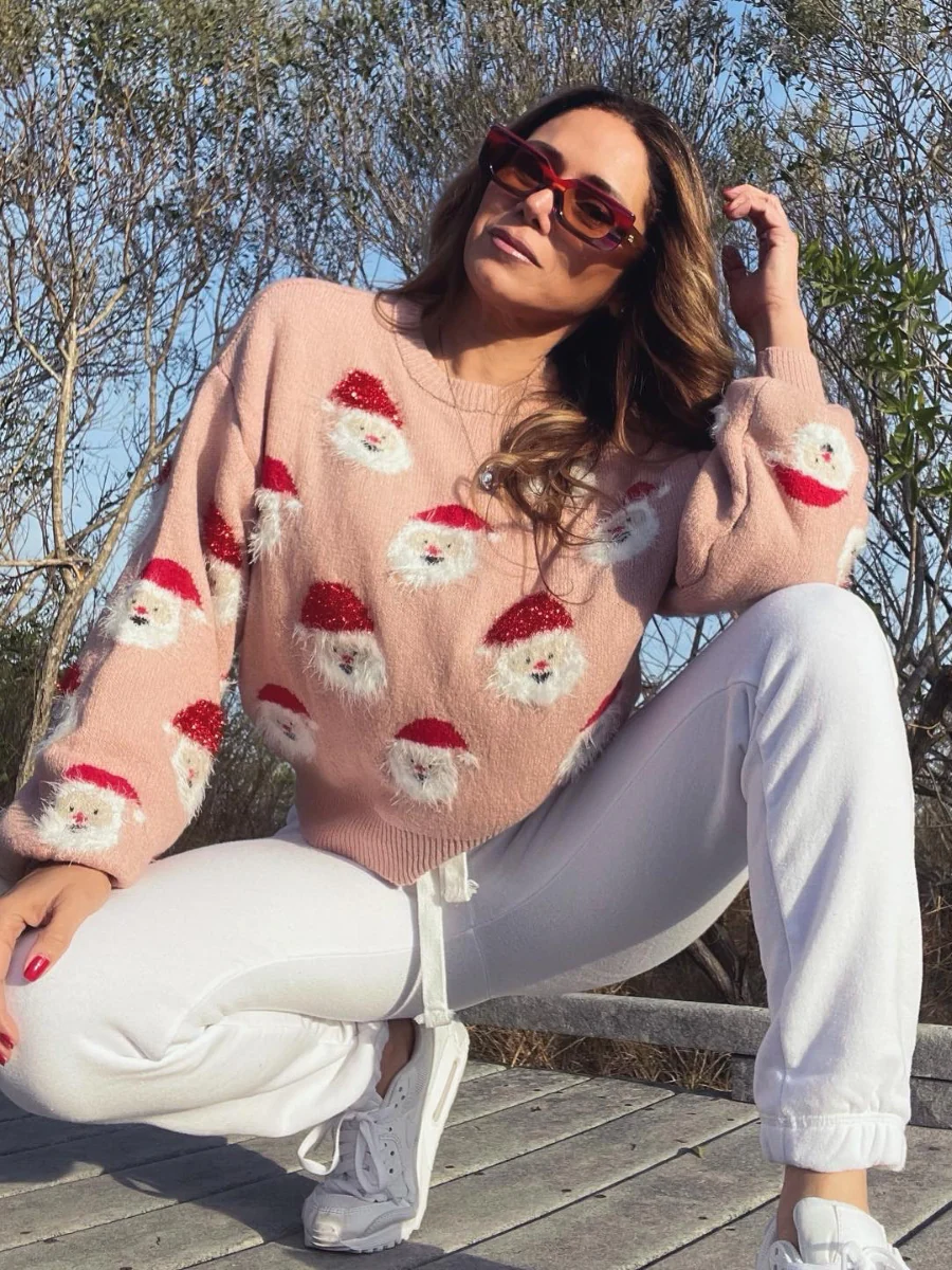 Smaibulun Doll | Pink Smiling Santa Christmas Sweater
