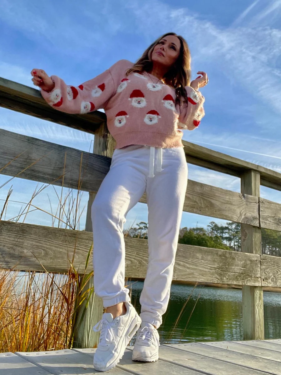 Smaibulun Doll | Pink Smiling Santa Christmas Sweater - Image 2