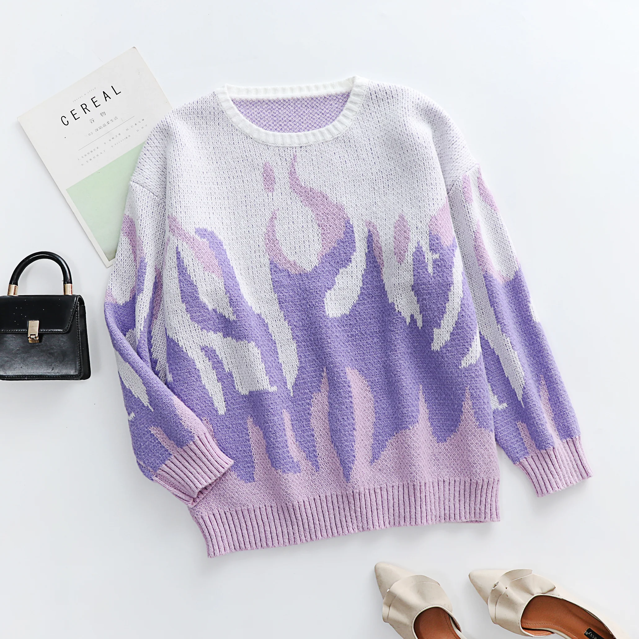 Smaibulun Doll | Purple Flame Cream Knit Sweater - Image 7