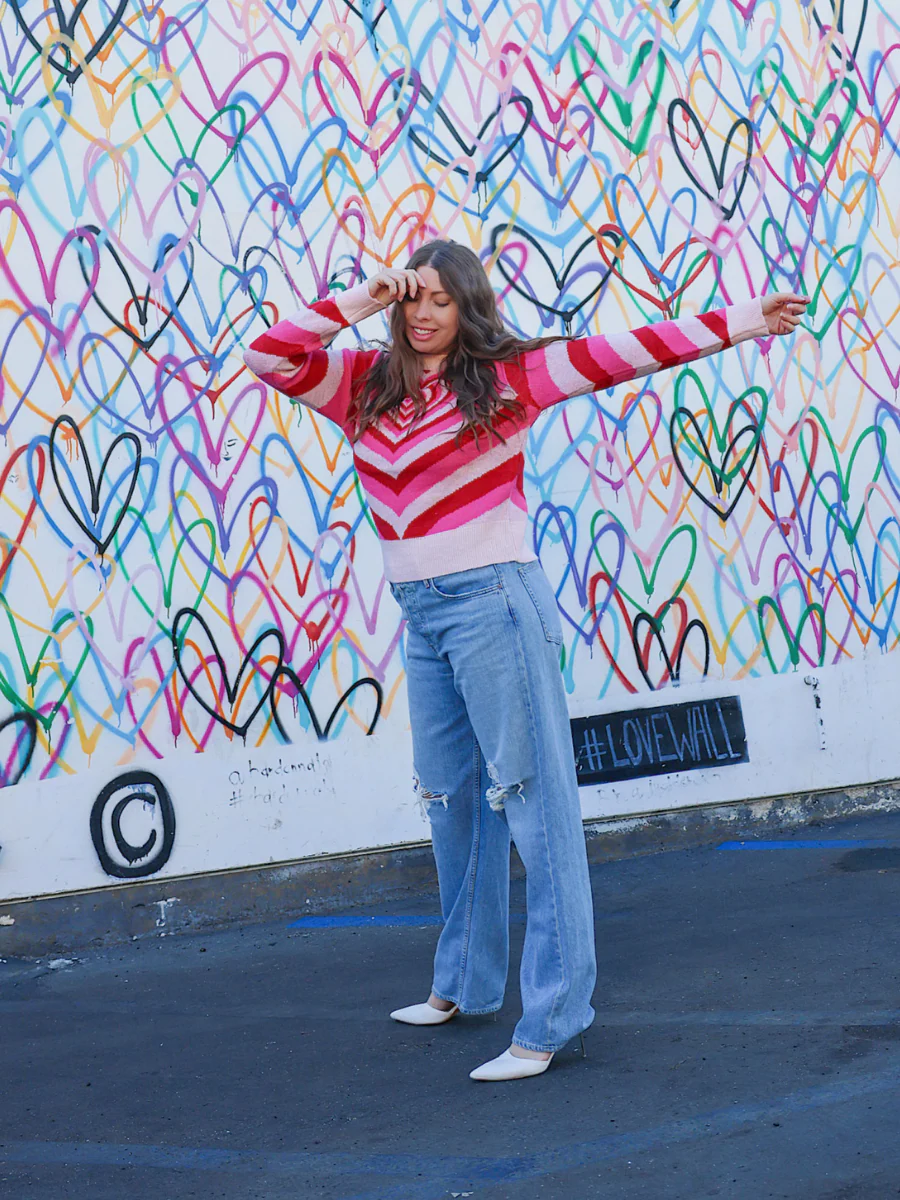 Smaibulun Doll | Red Pink Heart Ring Knit Top