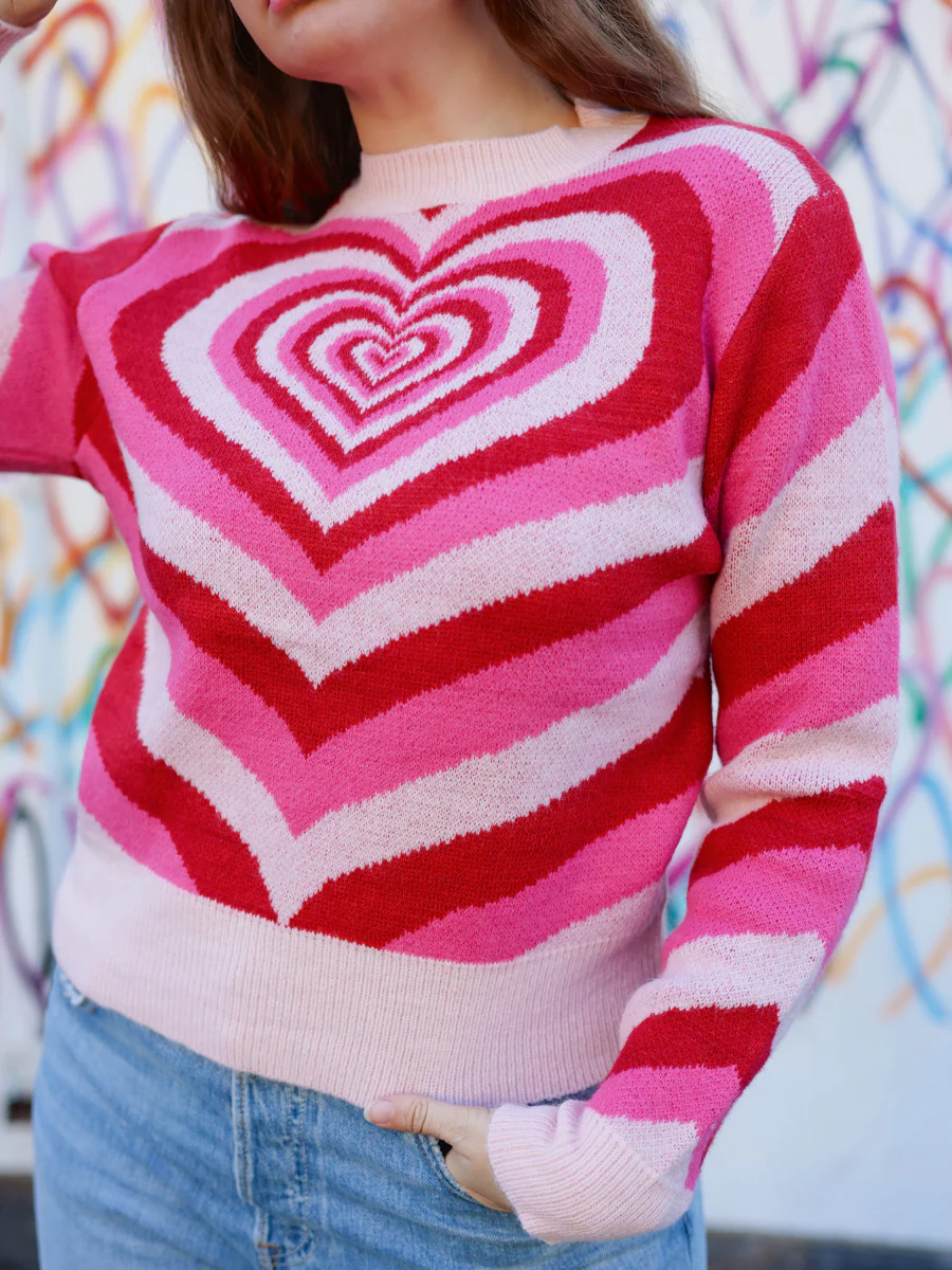 Smaibulun Doll | Red Pink Heart Ring Knit Top - Image 2