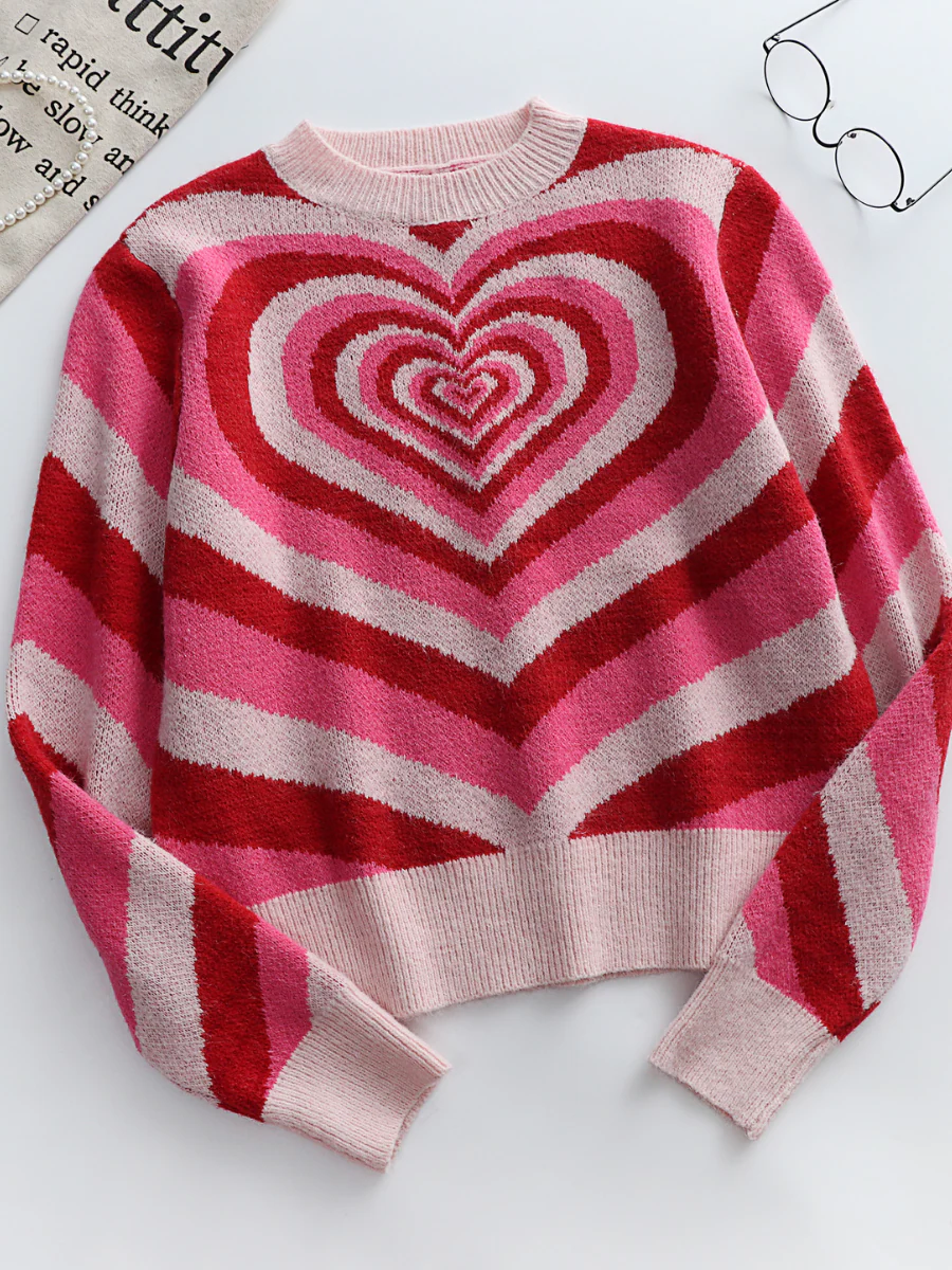 Smaibulun Doll | Red Pink Heart Ring Knit Top - Image 3
