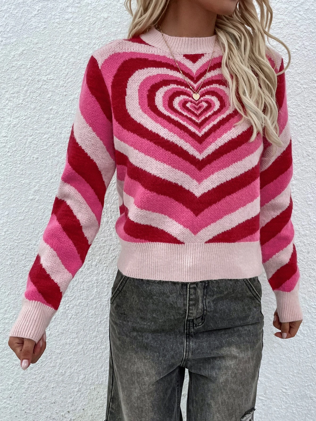 Smaibulun Doll | Red Pink Heart Ring Knit Top - Image 4