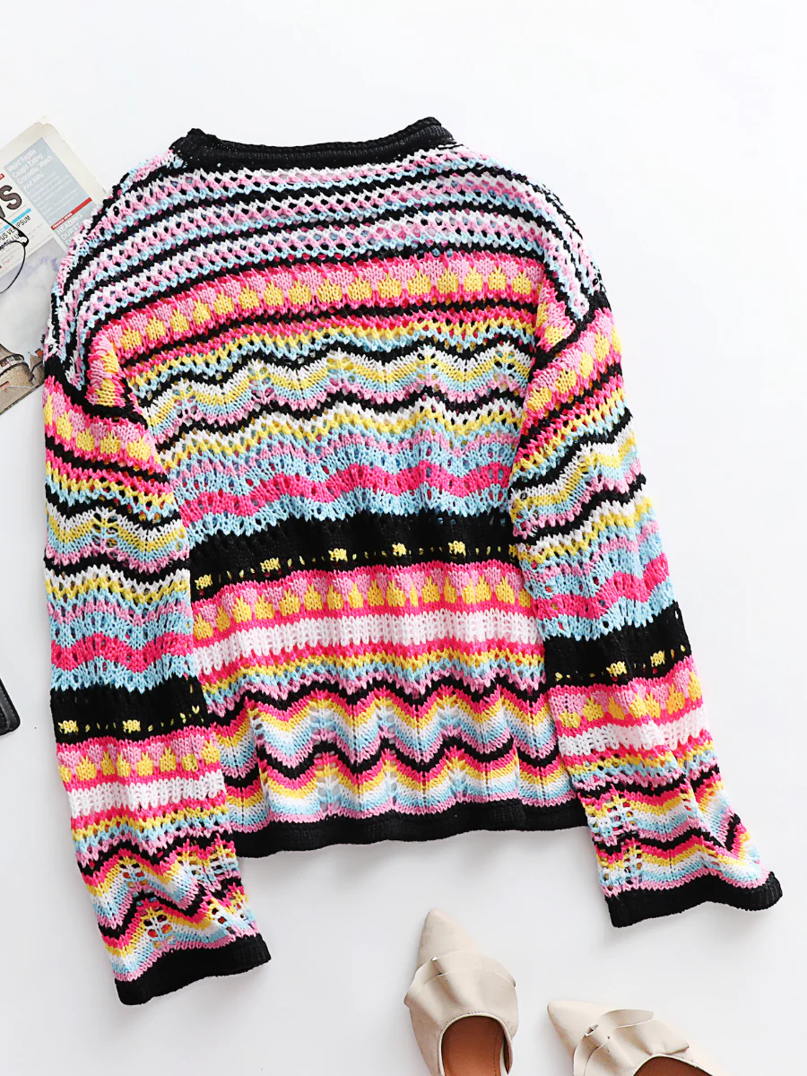 Smaibulun Doll | MARMO Zig Zag Crochet Knit Top - Black - Image 2
