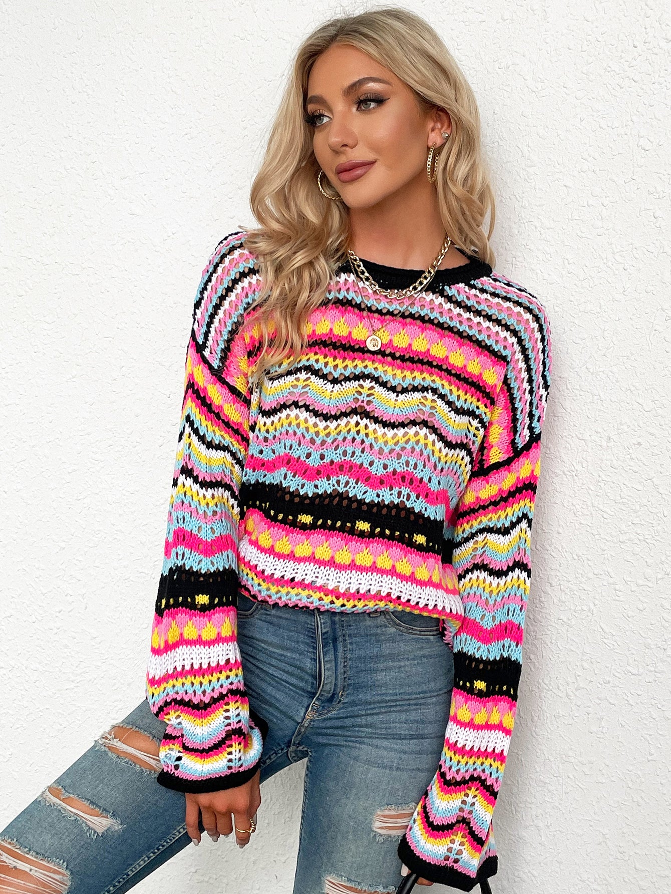 Smaibulun Doll | MARMO Zig Zag Crochet Knit Top - Black - Image 6