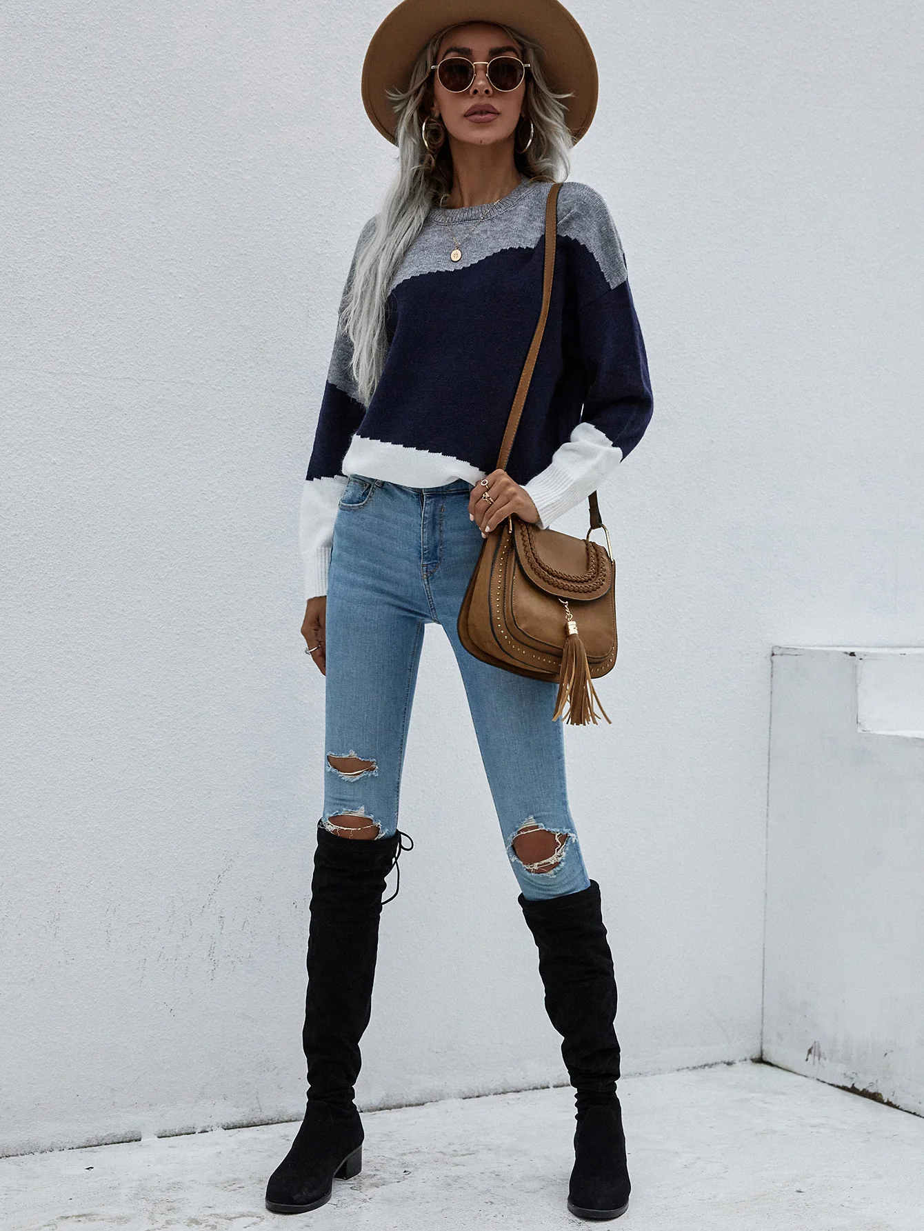 Smaibulun | ELMA Knit Jumper - Navy Block - Image 3