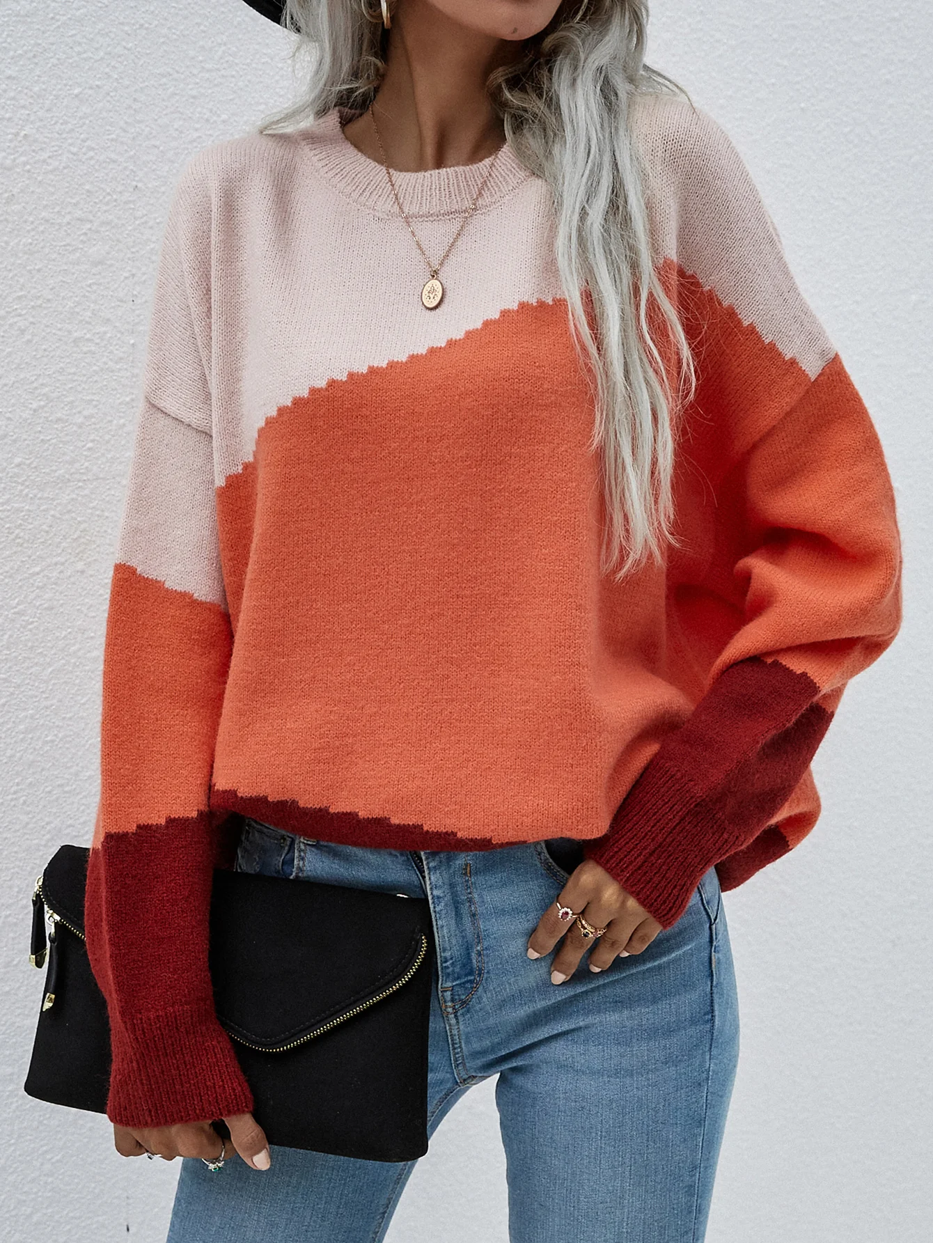 Smaibulun | ELMA Knit Jumper - Orange Block - Image 2