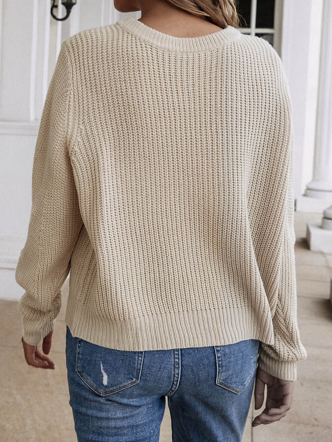 Smaibulun | Front and Back Wearable Knit Cardigan - Beige - Image 4