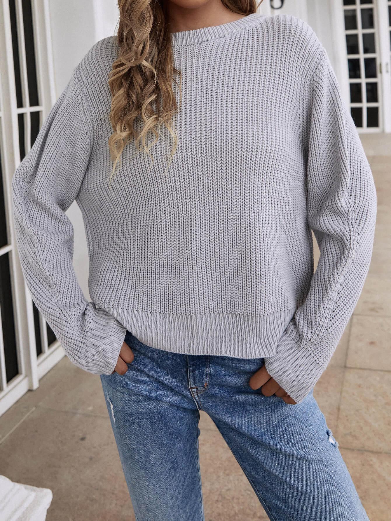Smaibulun | Front and Back Wearable Knit Cardigan - Grey - Image 4