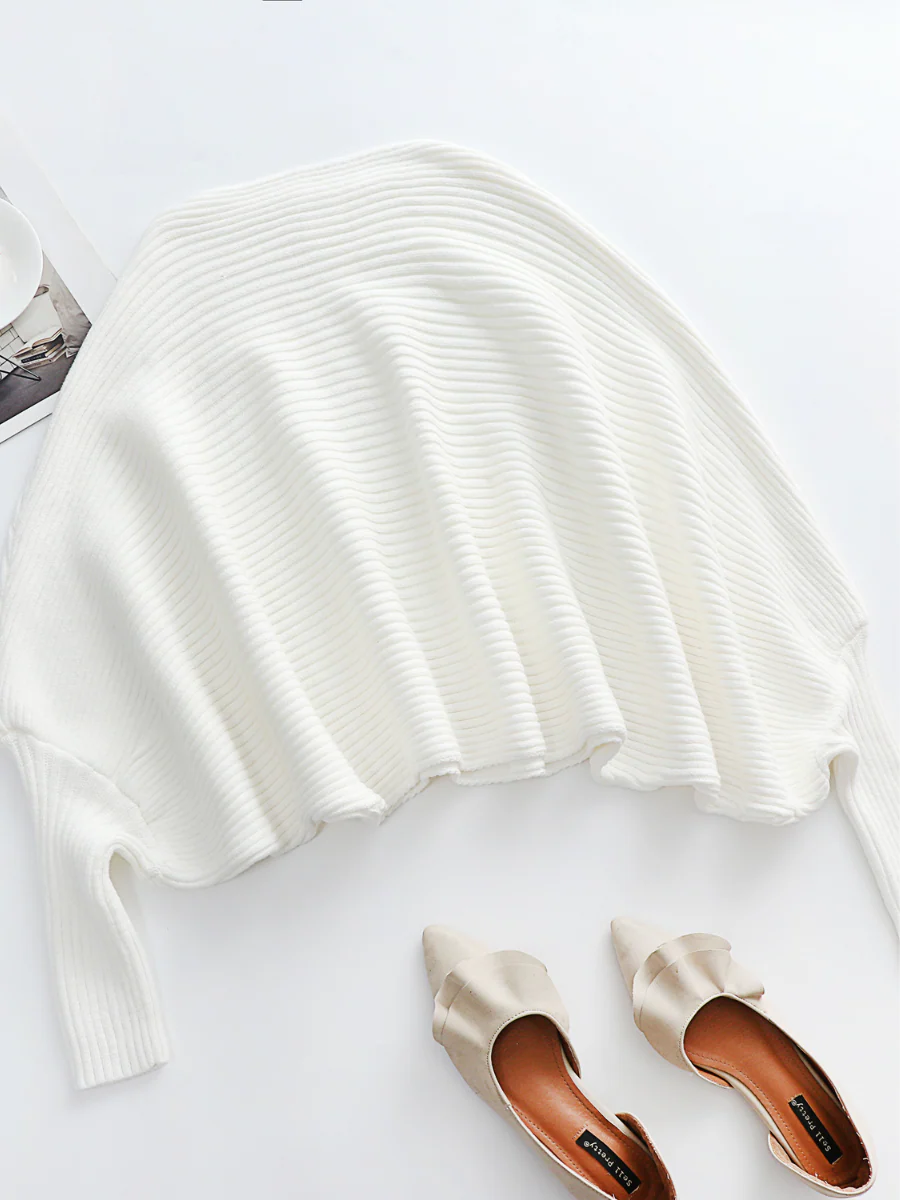 Smaibulun | GISELE Lantern Sleeve Long Cuff Knit Top - Cream - Image 3