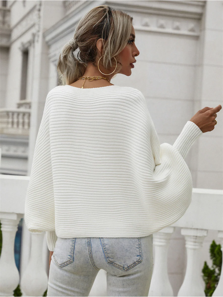 Smaibulun | GISELE Lantern Sleeve Long Cuff Knit Top - Cream - Image 7