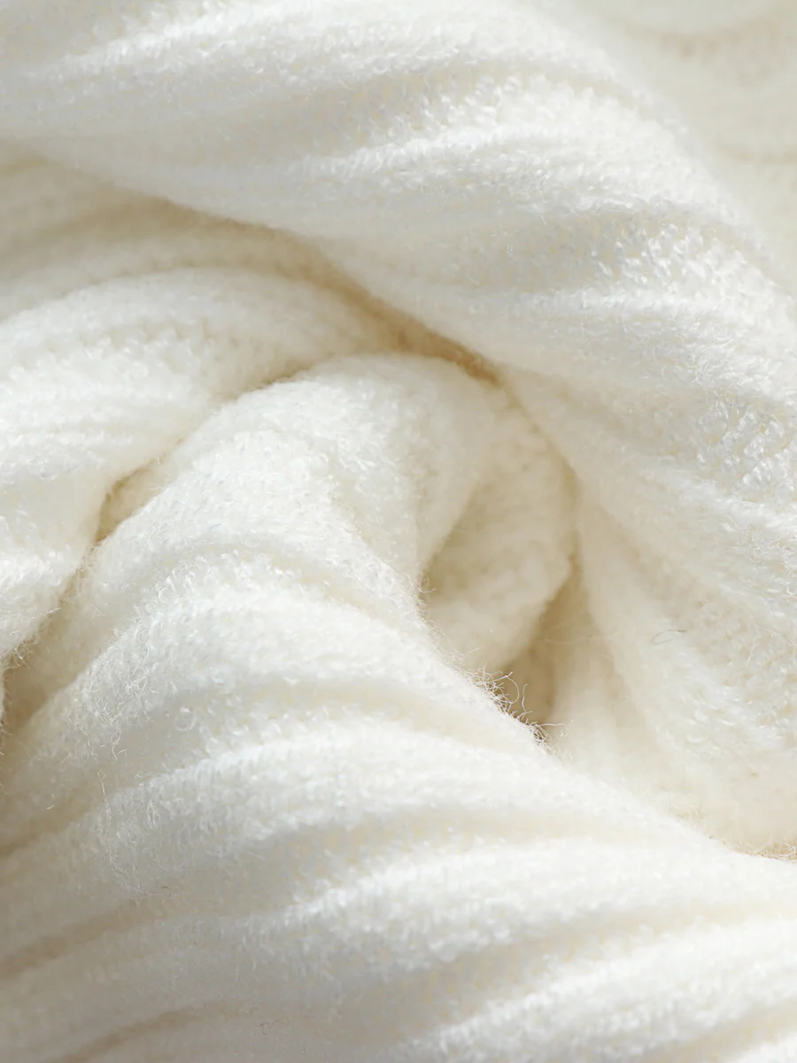 Smaibulun | GISELE Lantern Sleeve Long Cuff Knit Top - Cream - Image 8