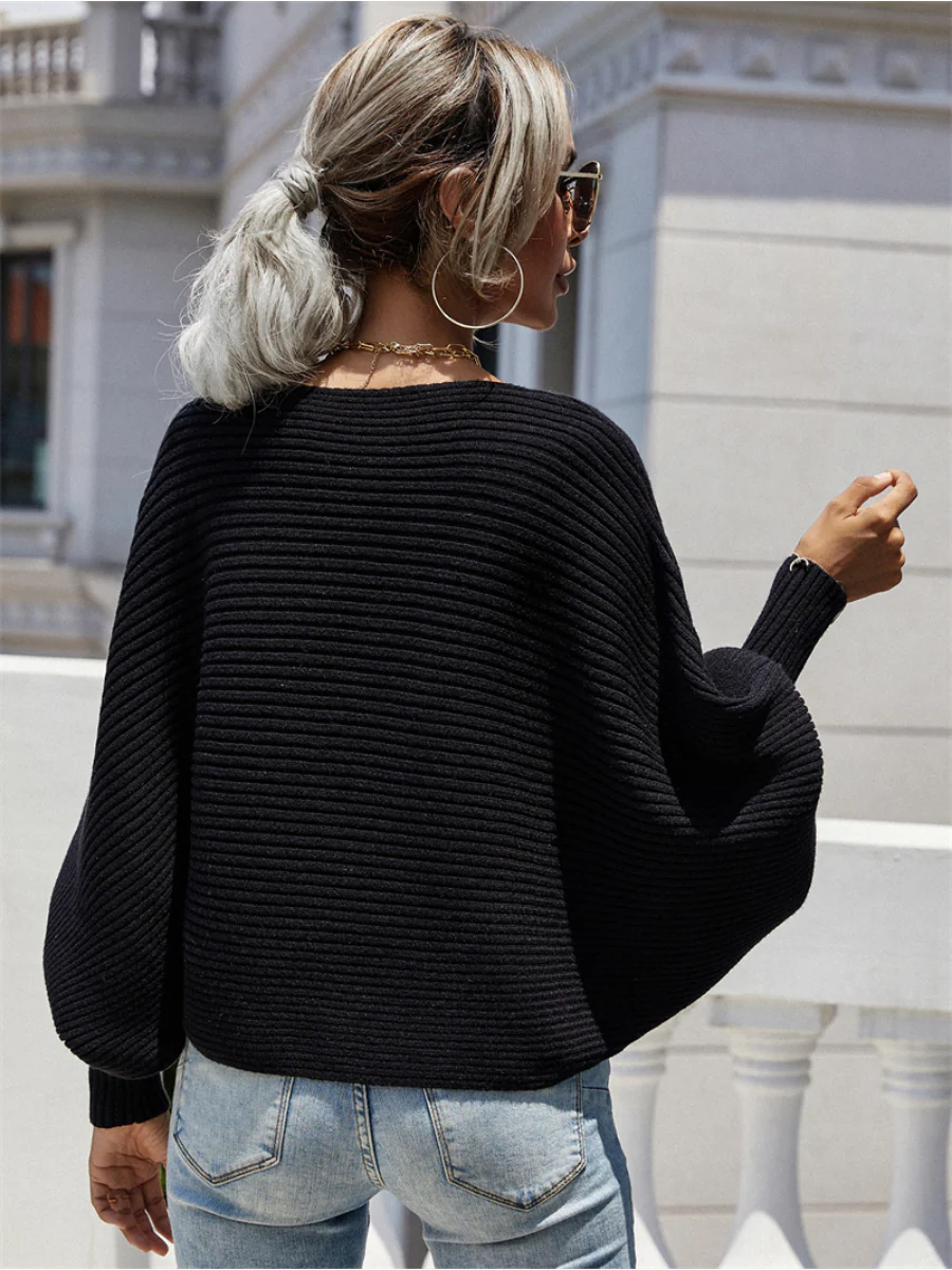 Smaibulun | GISELE Lantern Sleeve Tighten Cuff Knit Top - Black - Image 6