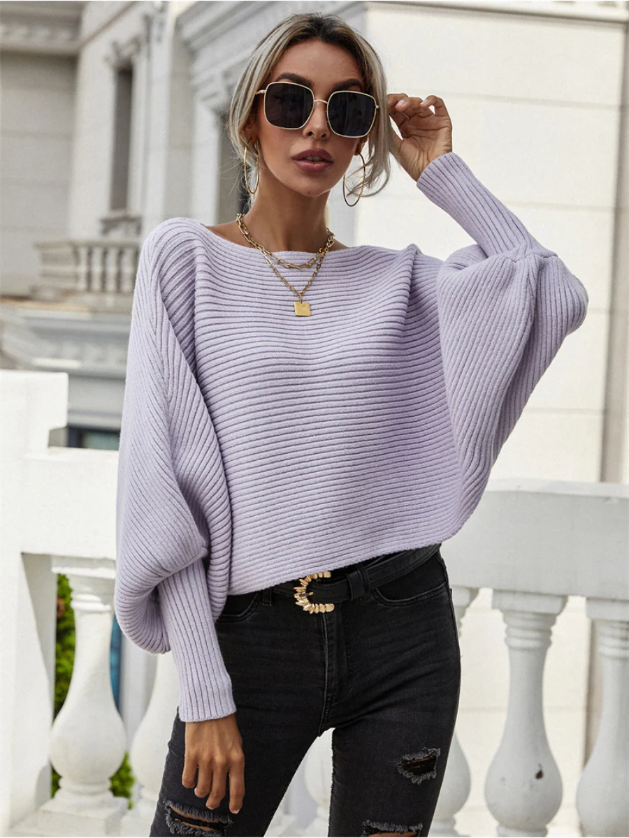 Smaibulun | GISELE Lantern Sleeve Tighten Cuff Knit Top - Lavender - Image 3