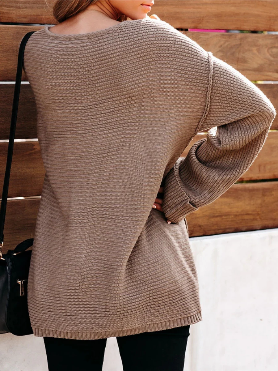 Smaibulun | MACHE Low V-Neck Oversize Sleeve Knit Top - Beige - Image 6
