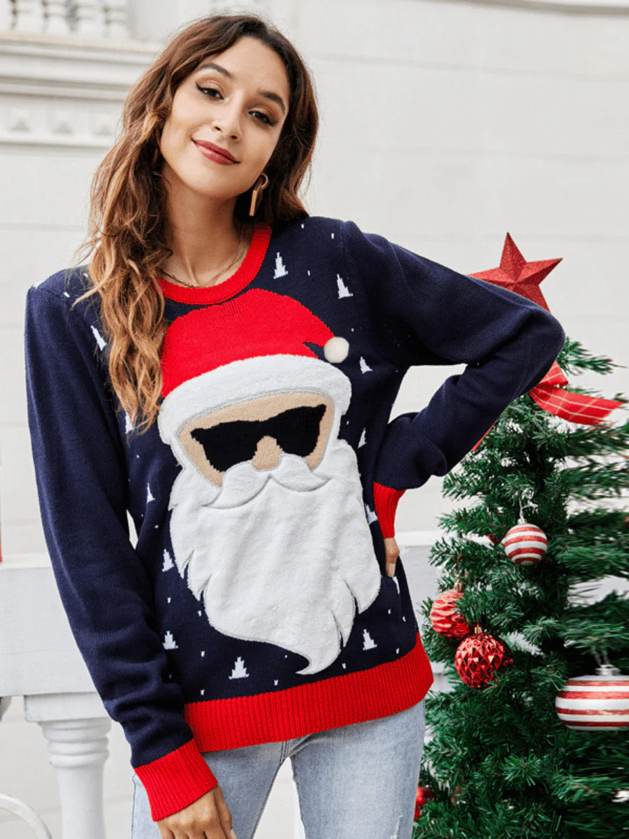 Smaibulun | Navy Cool Santa Sunglasses Sweater - Image 4