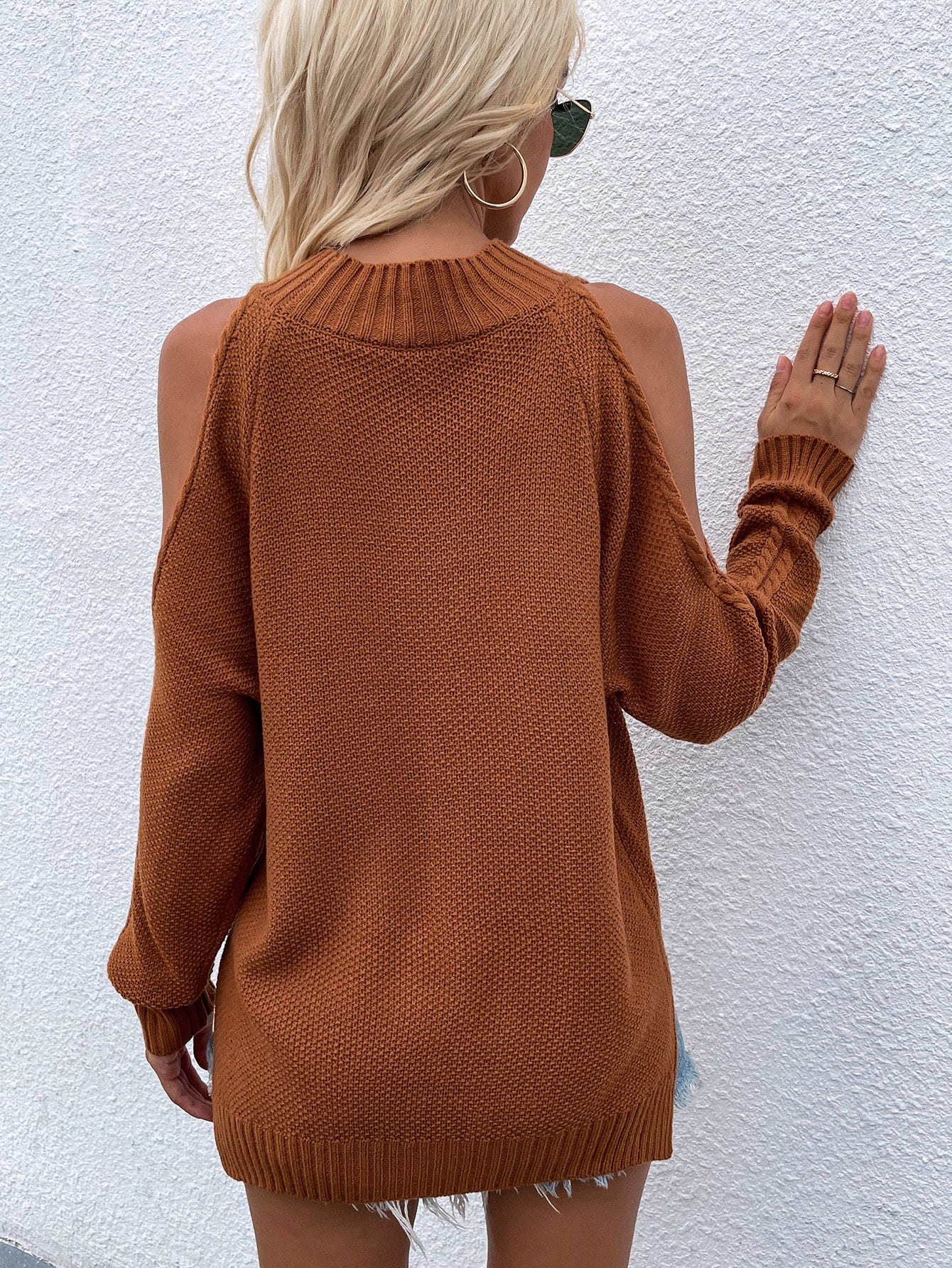Smaibulun | Persimmon Shoulder Cut-Out Knit Sweater - Image 8