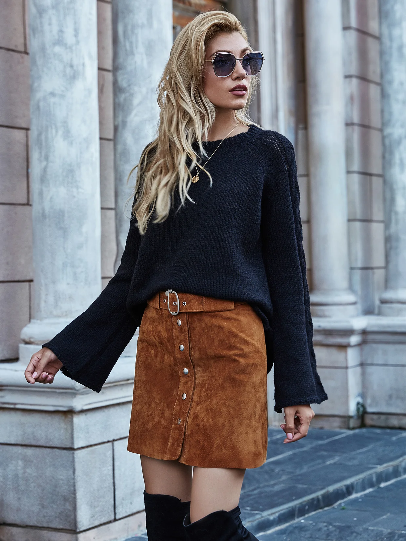 Smaibulun | PHYLLIS Oversized Sector Sleeve Knit Jumper - Black - Image 3