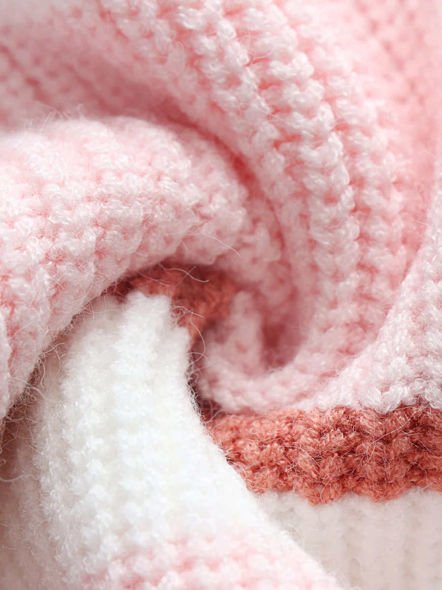 Smaibulun | Pink Blue Orange Stripe Crew Neck Knit Top - Image 5