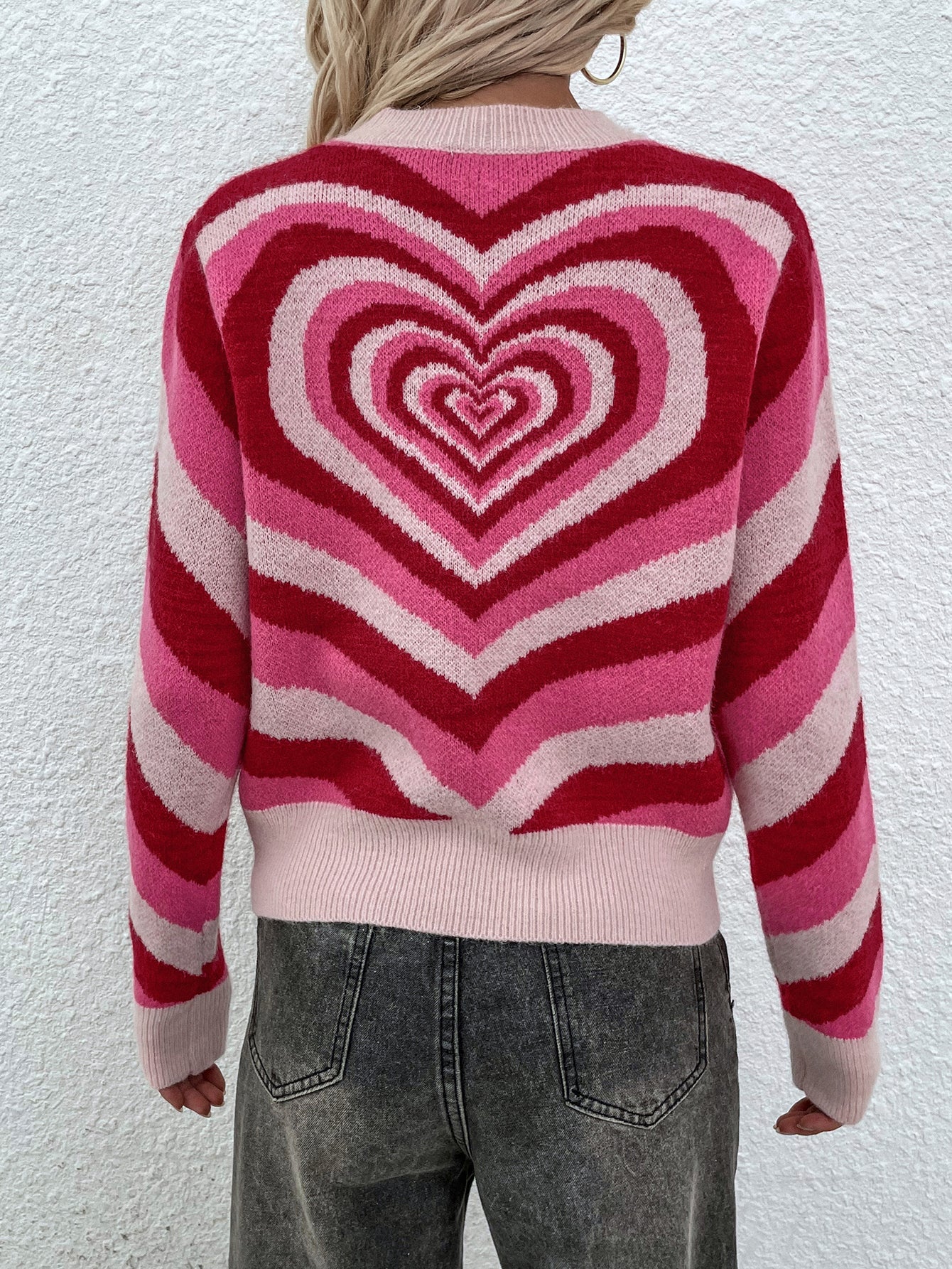 Smaibulun | Pink Red Heart Ring Knit Top - Image 6