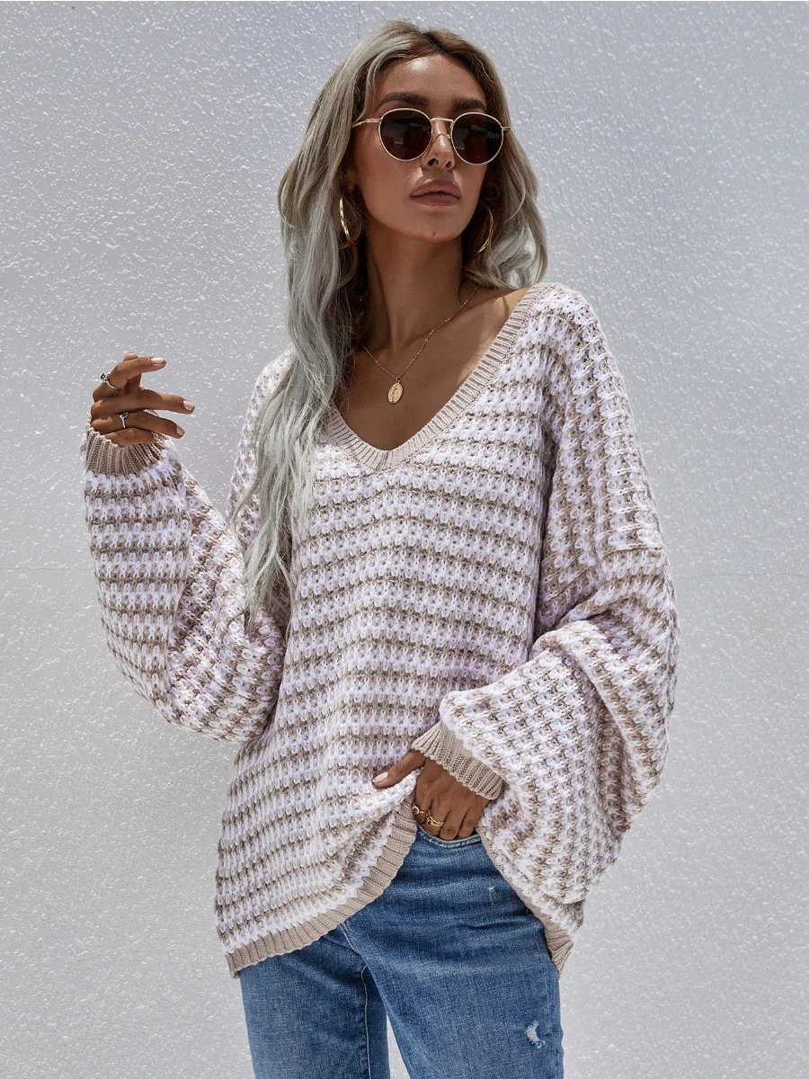 Smaibulun | Puff sleeve V-Neck Sweater - Beige - Image 6