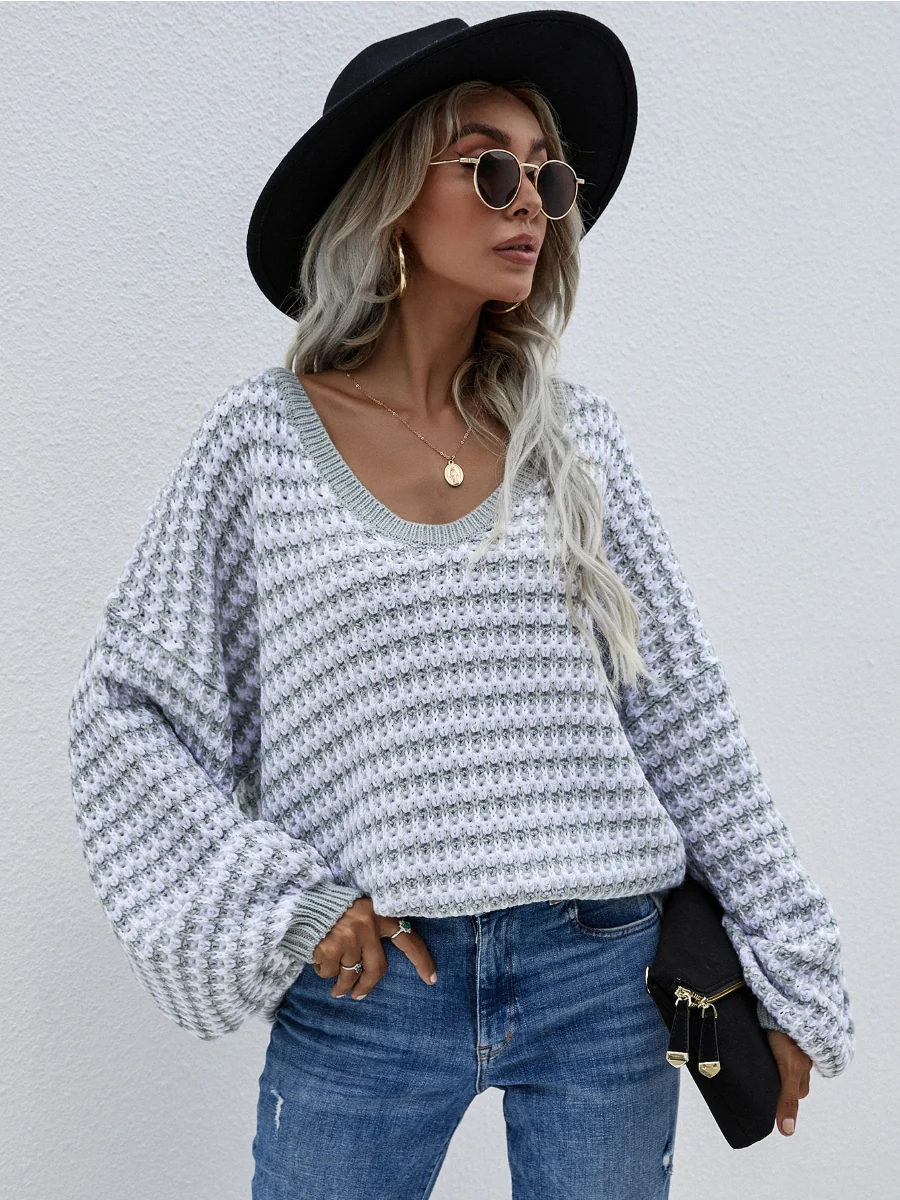 Smaibulun | Puff sleeve V-Neck Sweater - Smoke - Image 4