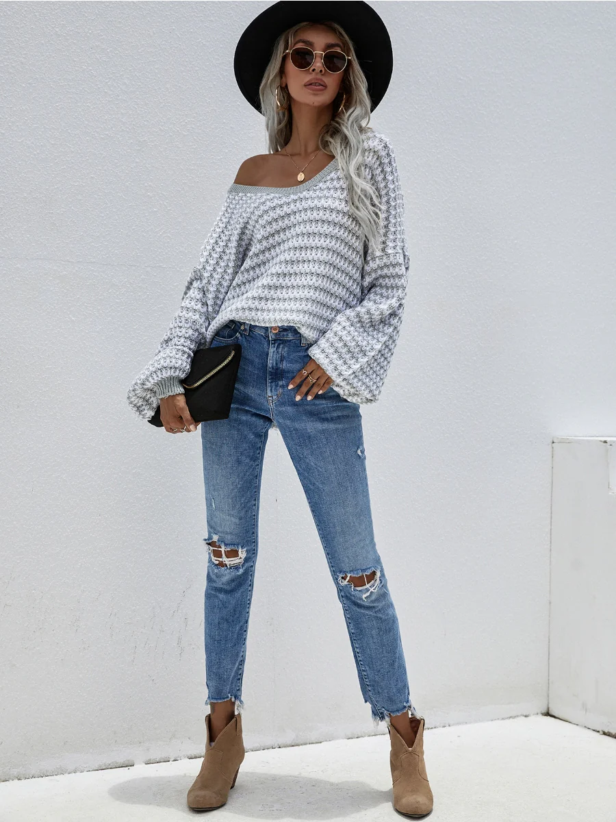 Smaibulun | Puff sleeve V-Neck Sweater - Smoke - Image 5